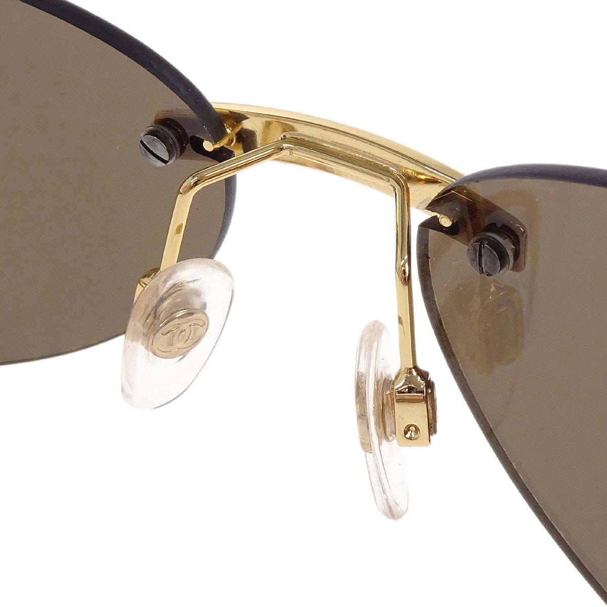 Chanel Sunglasses Eyewear Gold 59□15 Small Good