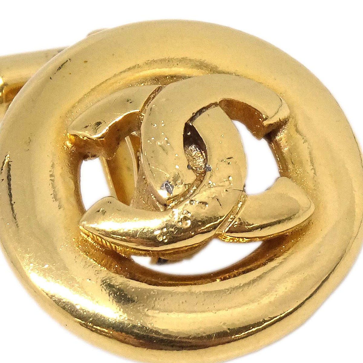 Chanel Button Cufflinks Earrings Gold