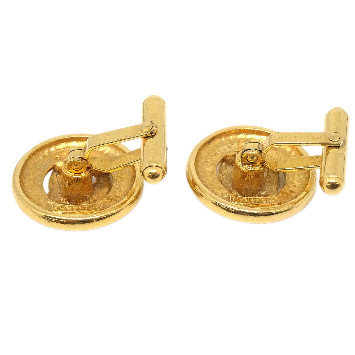 Chanel Button Cufflinks Earrings Gold
