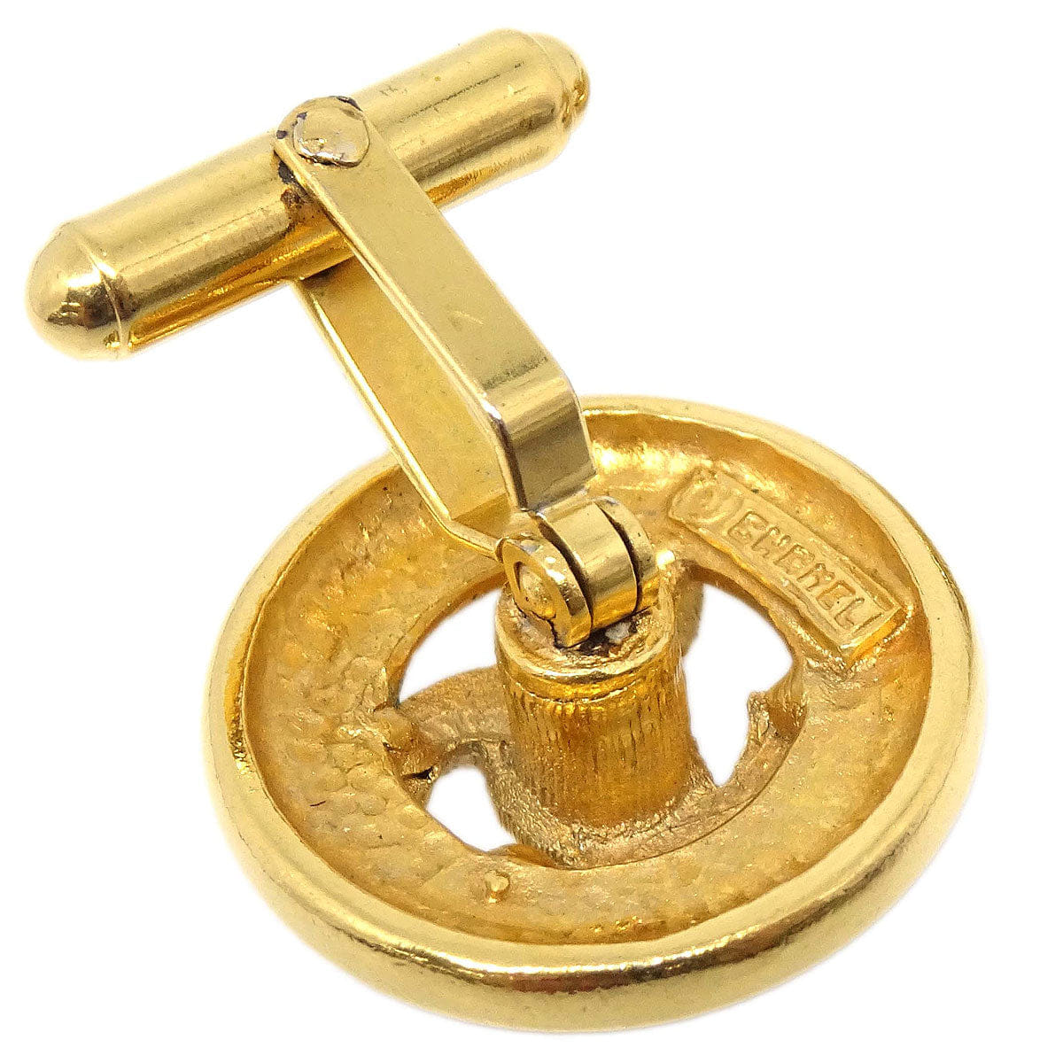 Chanel Button Cufflinks Earrings Gold