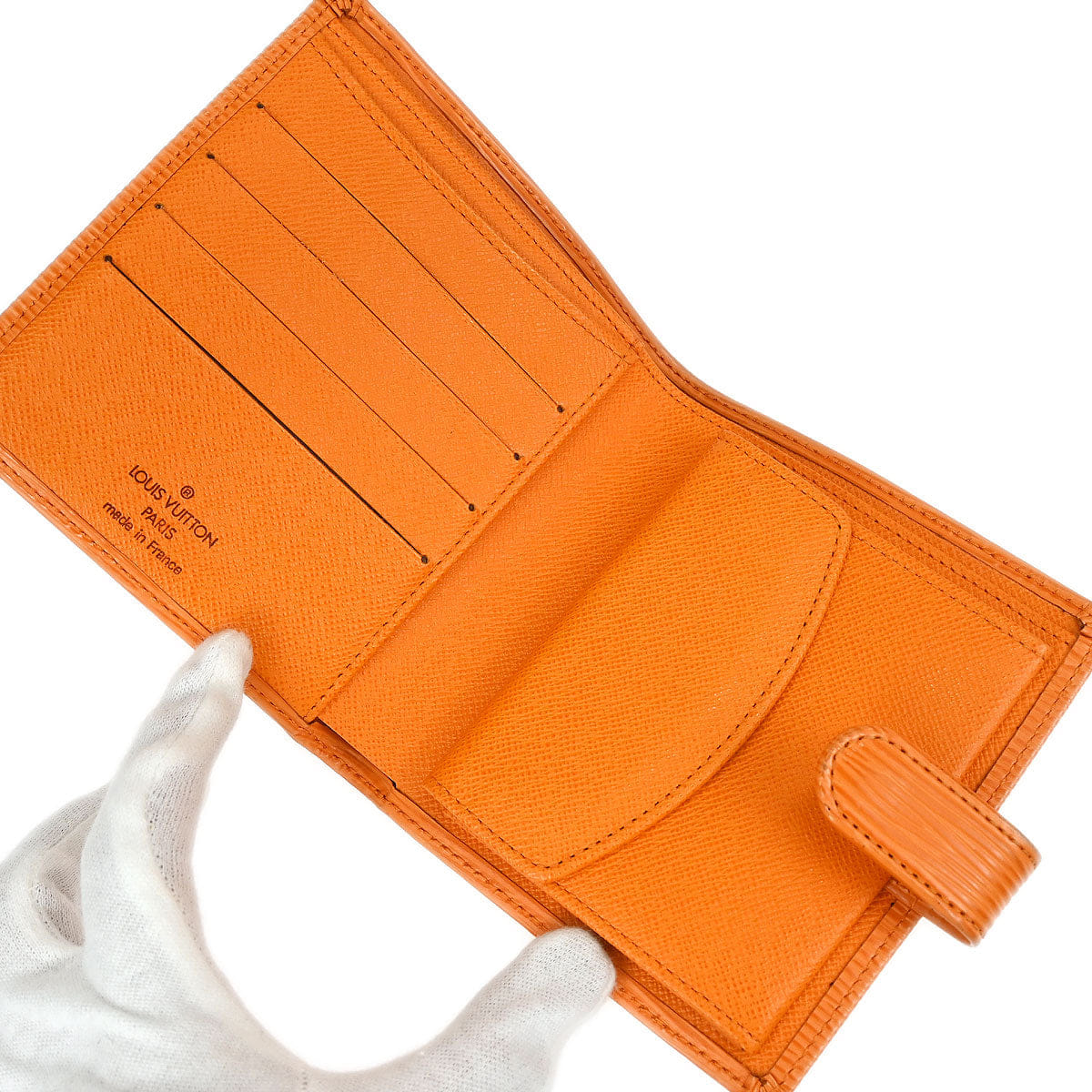 Louis Vuitton 2003 Orange Epi Porte Vie Compact Wallet M6355H