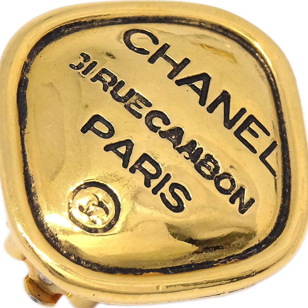 Chanel Rhombus Clip-On Earrings Gold 2441