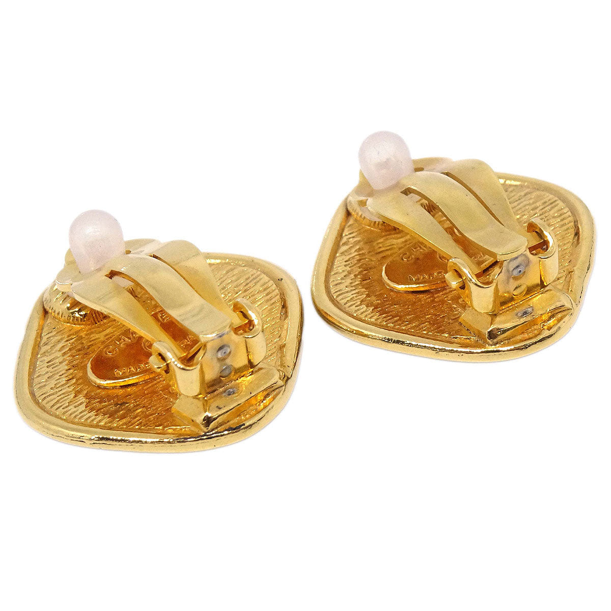 Chanel Rhombus Clip-On Earrings Gold 2441