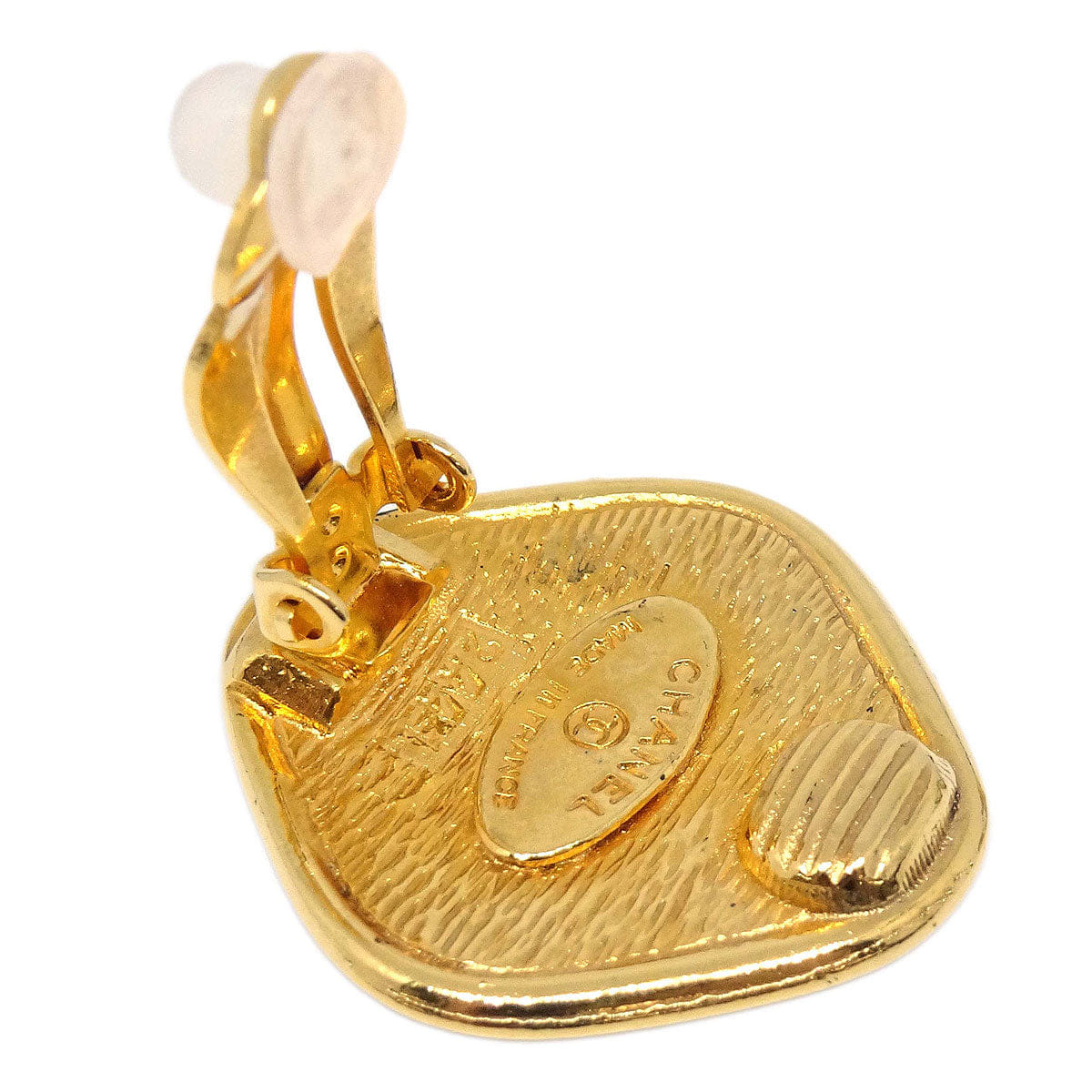 Chanel Rhombus Clip-On Earrings Gold 2441