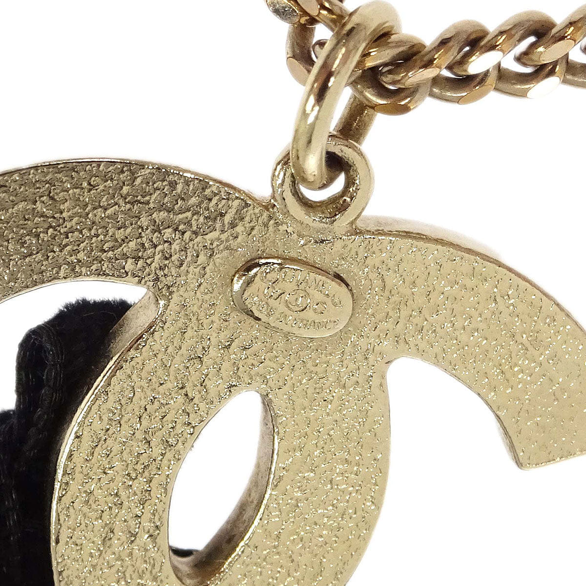 Chanel Gold Black CC Bow Pendant Necklace 07C