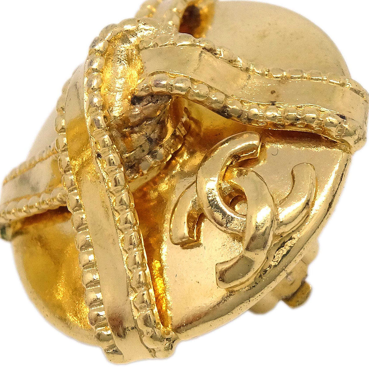Chanel Button Clip-On Earrings Gold 97A