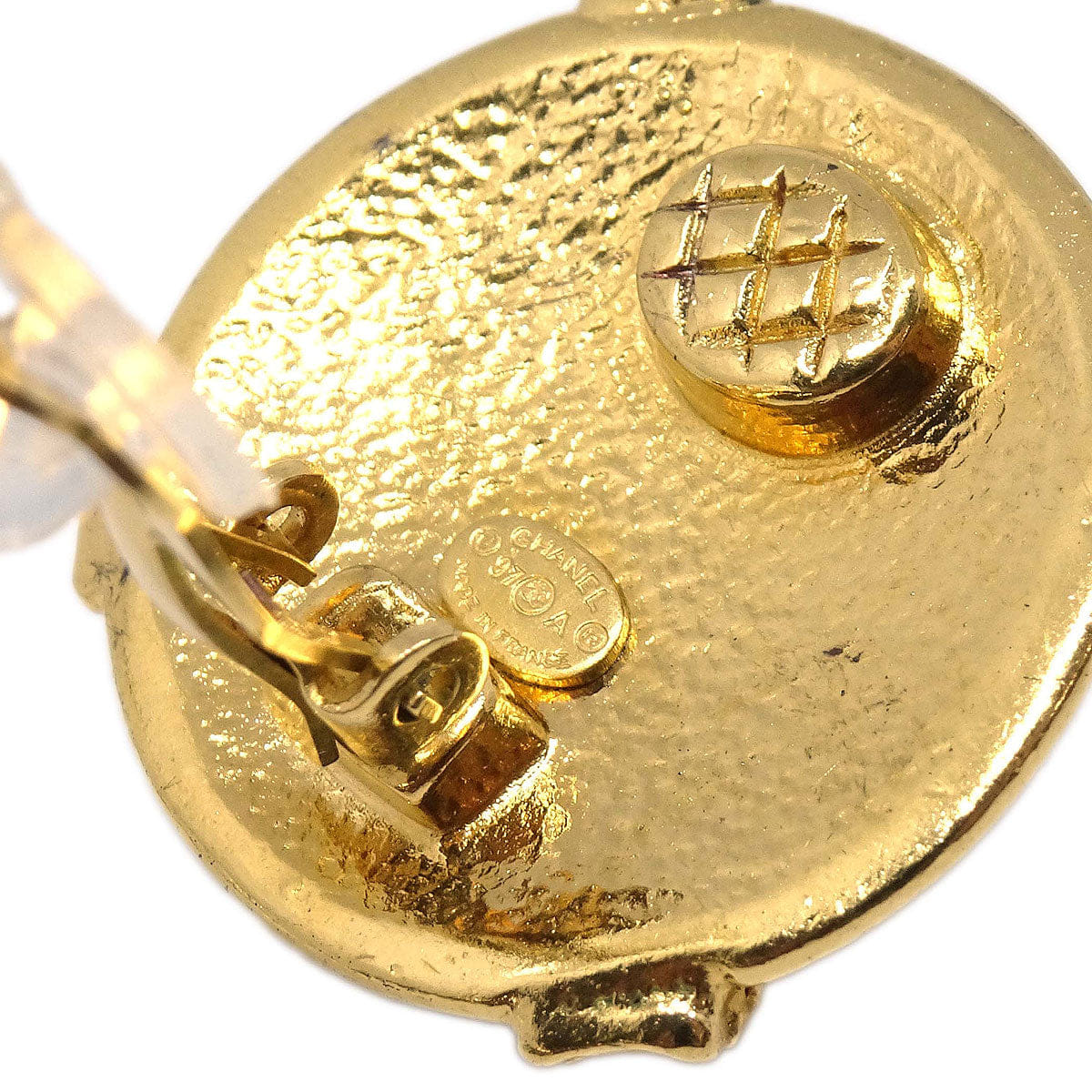 Chanel Button Clip-On Earrings Gold 97A