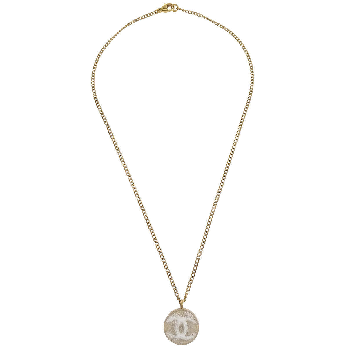 Chanel Medallion Gold Chain Pendant Necklace 03A