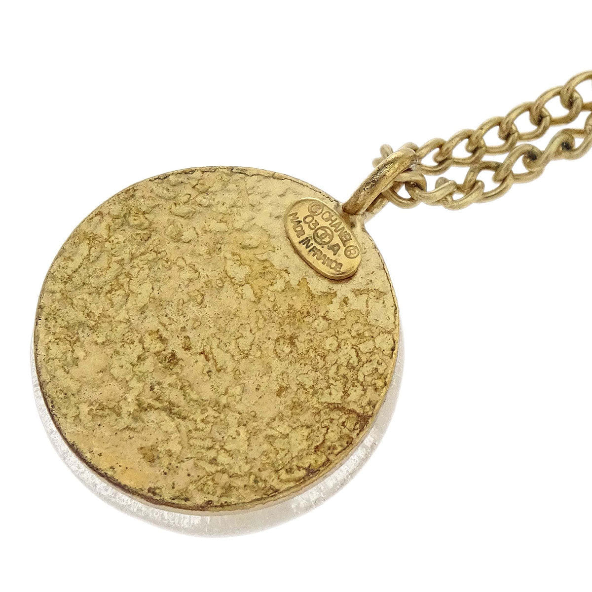 Chanel Medallion Gold Chain Pendant Necklace 03A