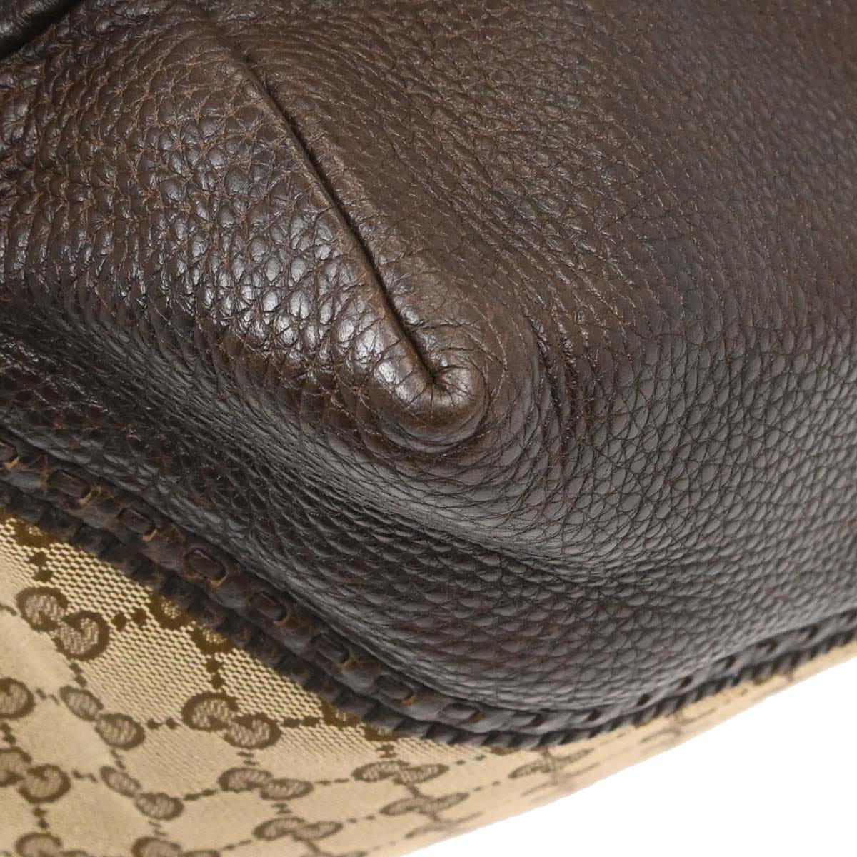 Gucci Beige Canvas Bamboo GG Tote Handbag