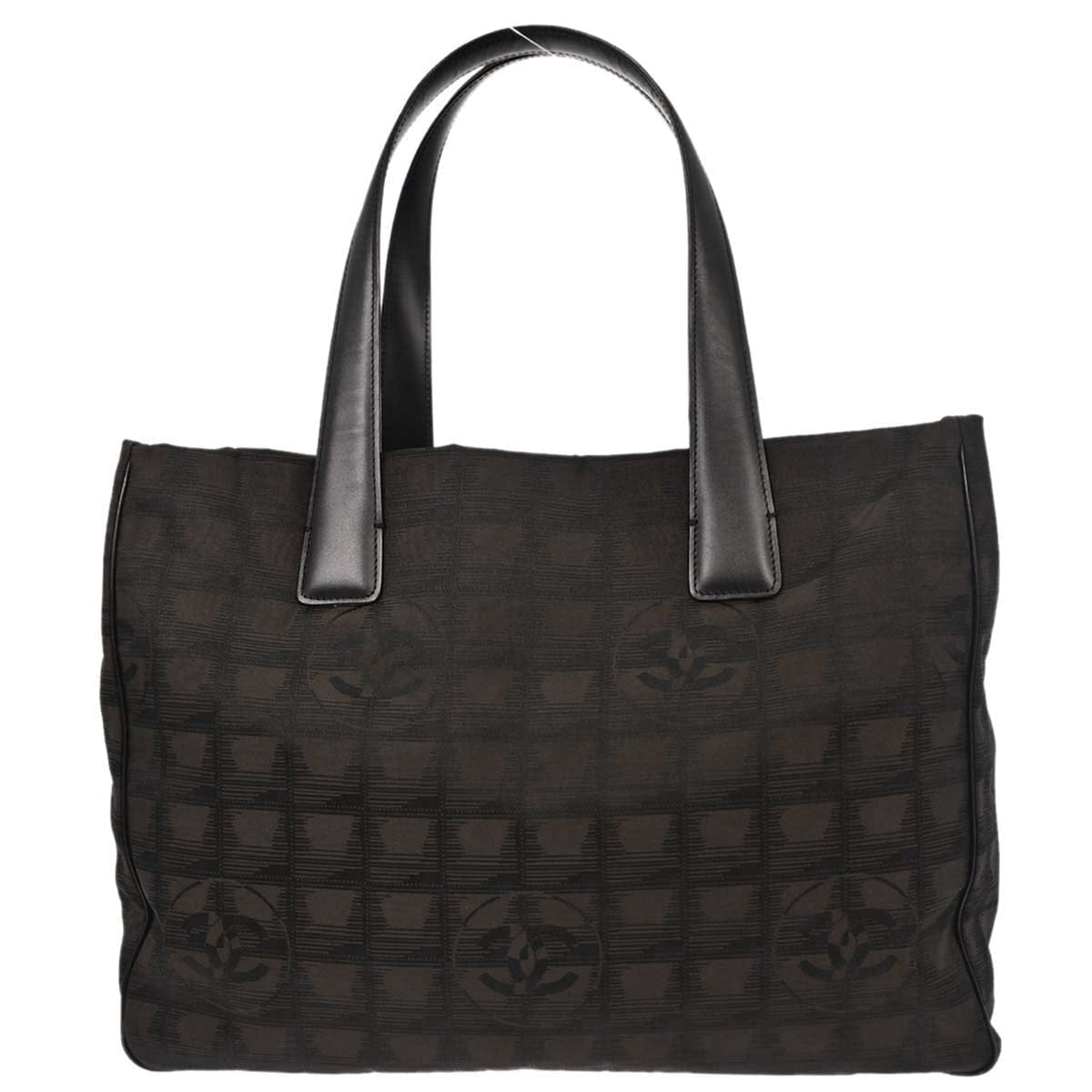 Chanel Brown Jacquard Nylon Travel Line Tote Handbag