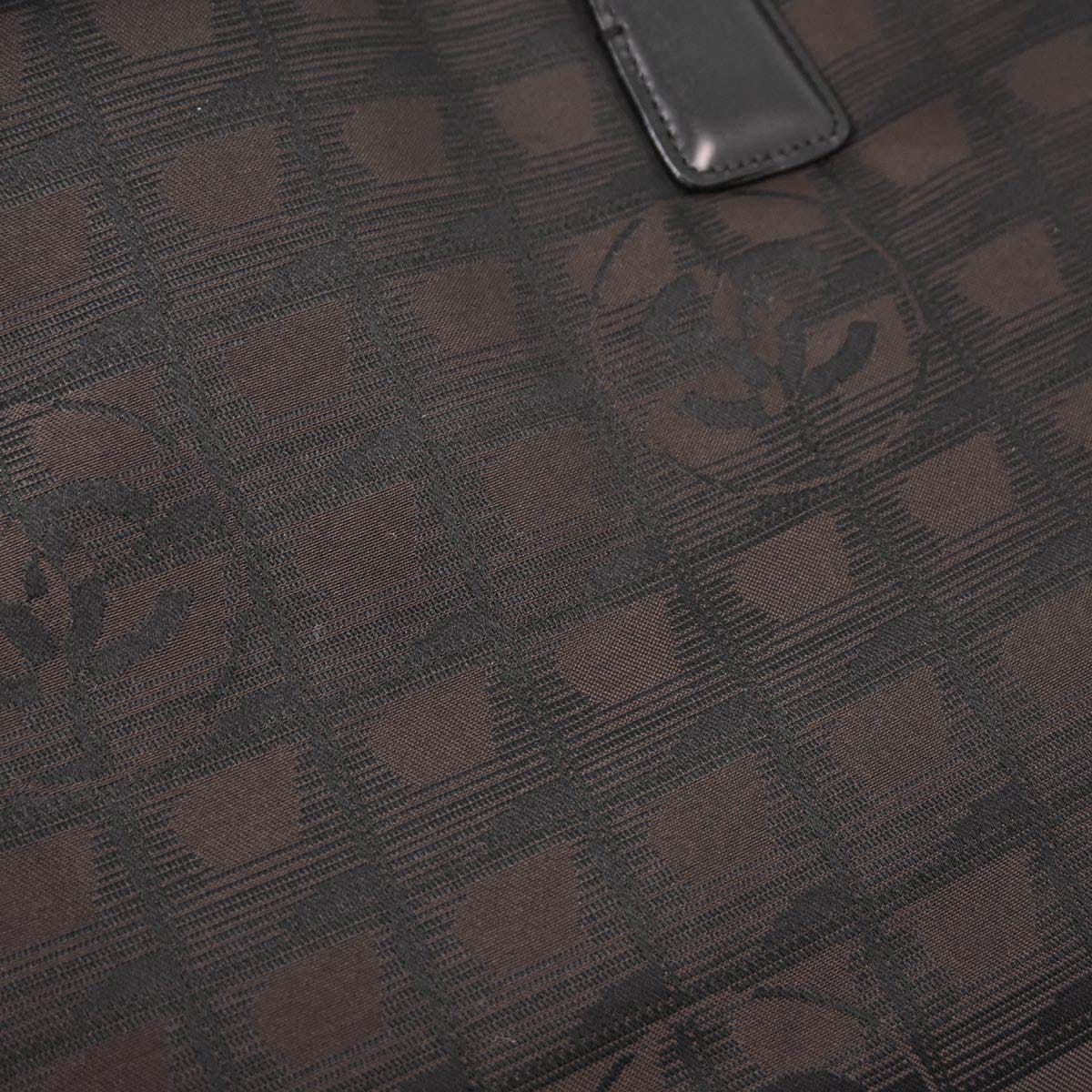 Chanel Brown Jacquard Nylon Travel Line Tote Handbag