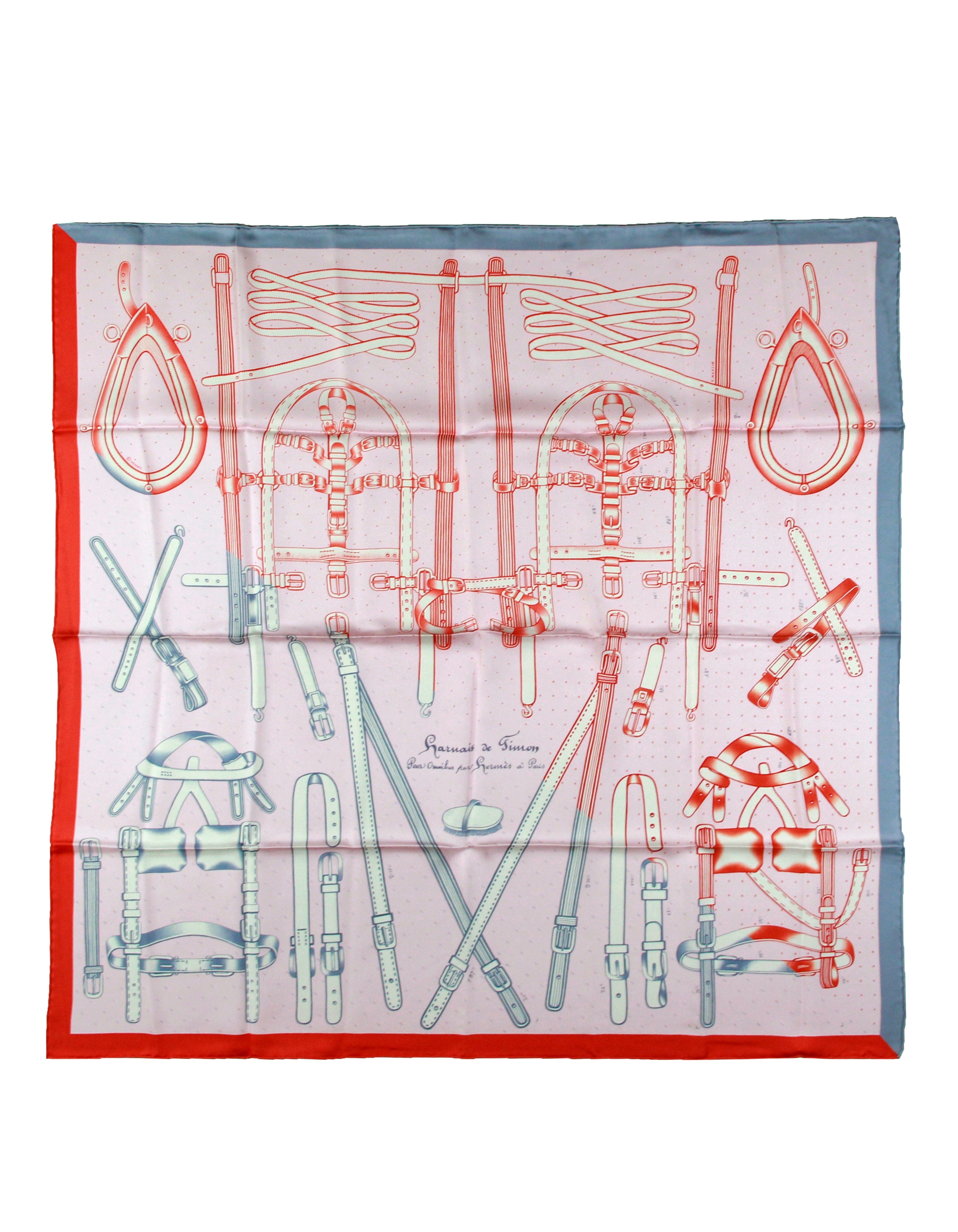 ASC Resale Hermes NEW Pink Harnais de Timon 90cm Silk Scarf