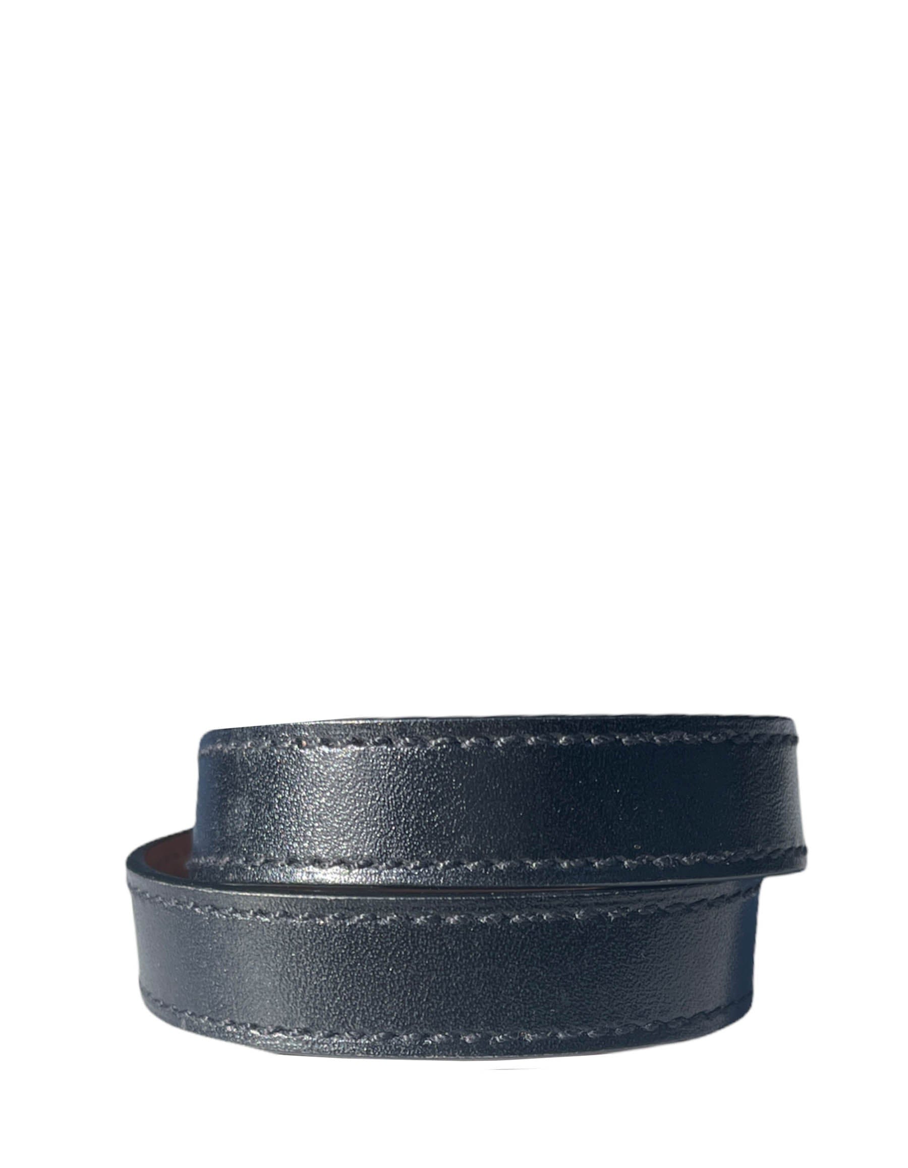 ASC Resale Hermes Black/Palladium Kelly Double Tour Bracelet sz XS