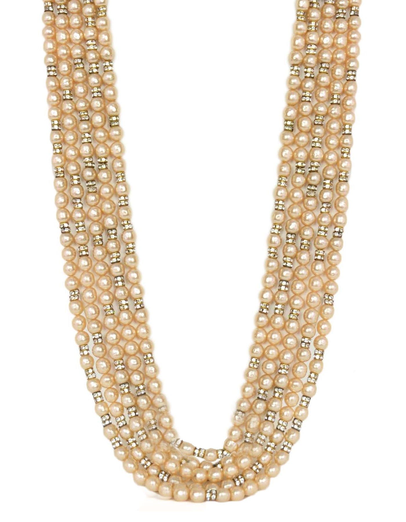 ASC Resale Chanel 1990s Vintage Multi-Strand Pearl & Crystal Necklace
