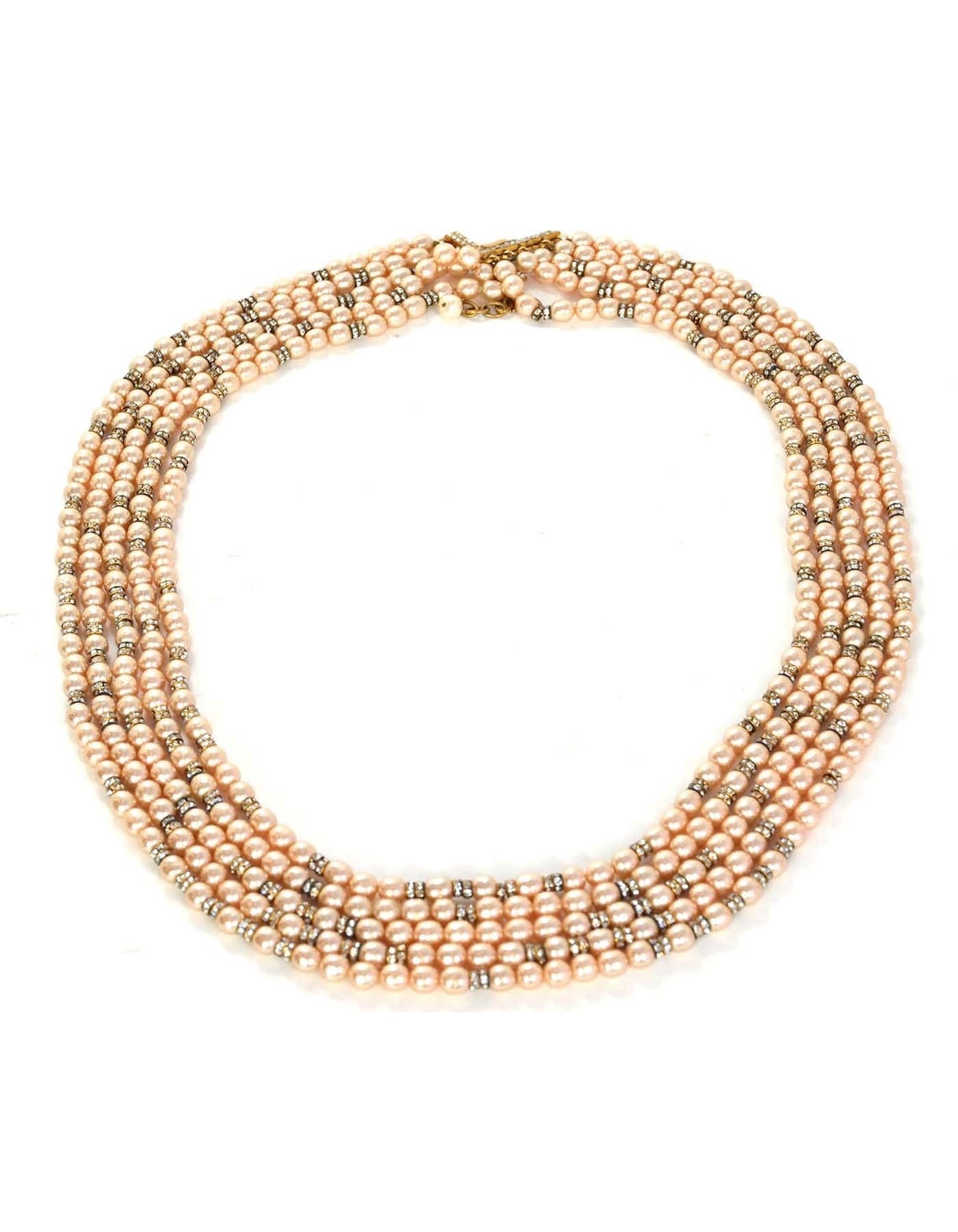 ASC Resale Chanel 1990s Vintage Multi-Strand Pearl & Crystal Necklace