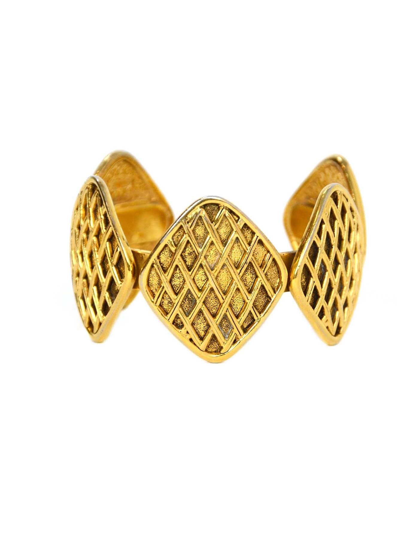 ASC Resale Chanel Vintage '90s Gold Quilted Medallion Cuff Bracelet