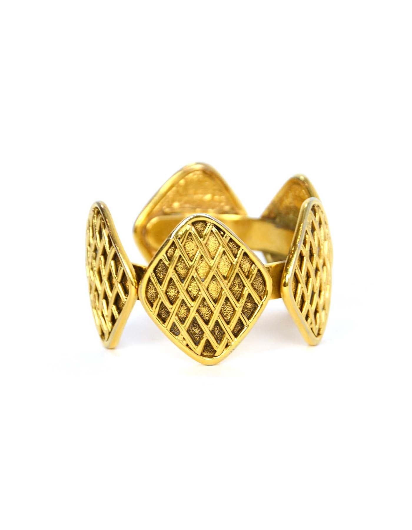 ASC Resale Chanel Vintage '90s Gold Quilted Medallion Cuff Bracelet