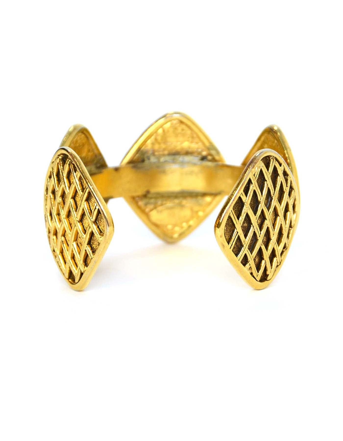 ASC Resale Chanel Vintage '90s Gold Quilted Medallion Cuff Bracelet