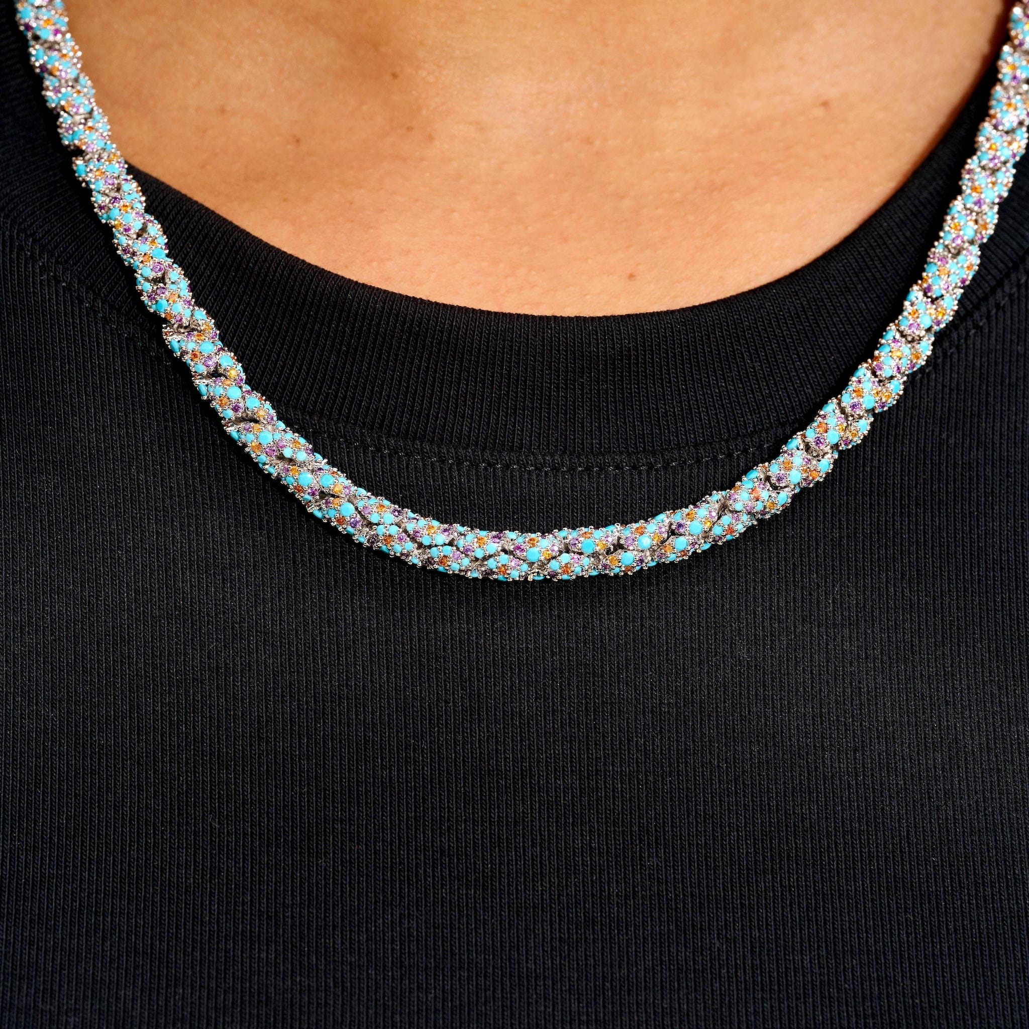 GLD Women Iced Candy Rope Chain Necklace in White Gold