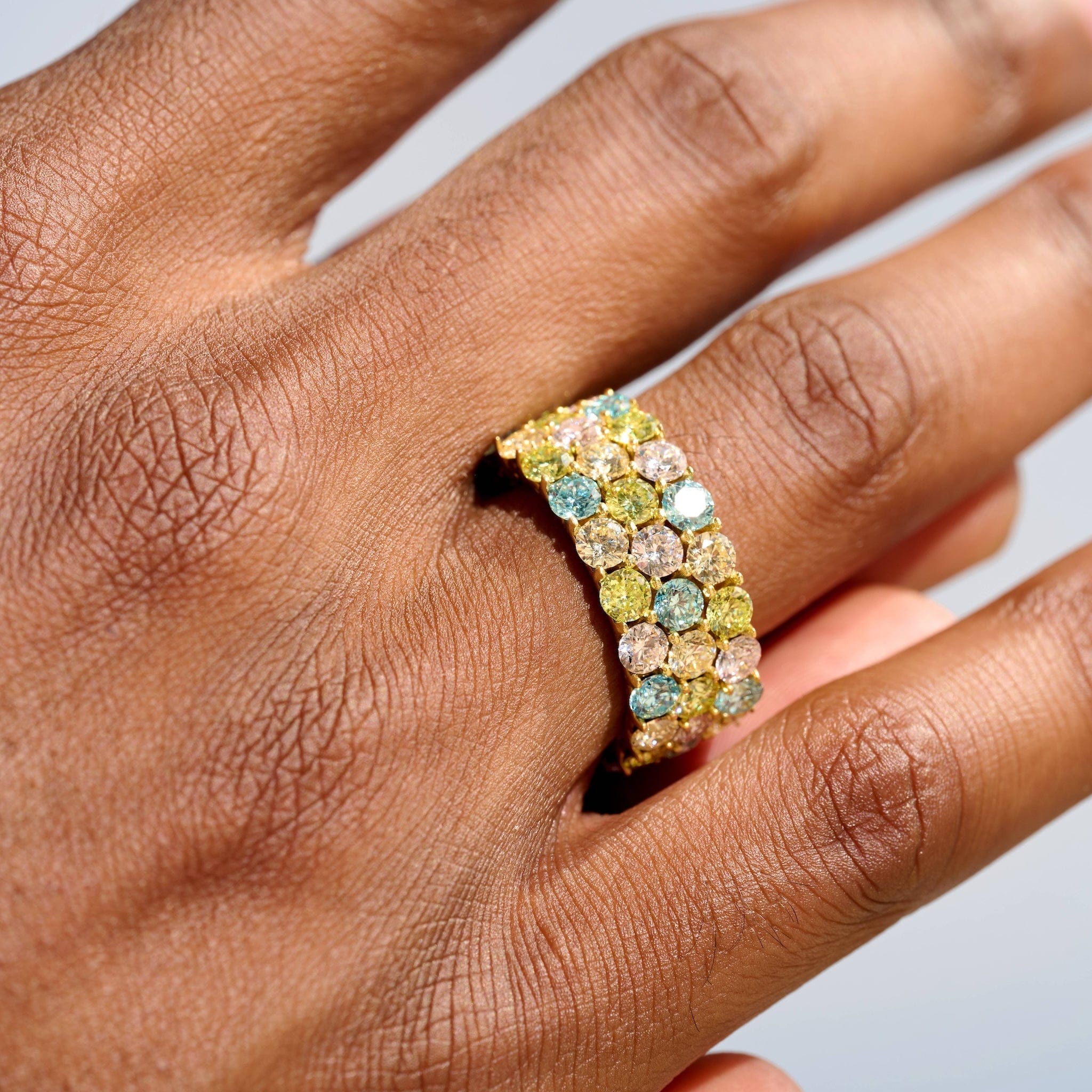 GLD Men Multicolor Stacked Eternity Ring in Yellow Gold Vermeil