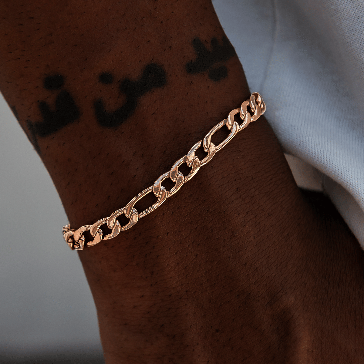 GLD Promo Figaro Bracelet in Rose Gold- 6mm