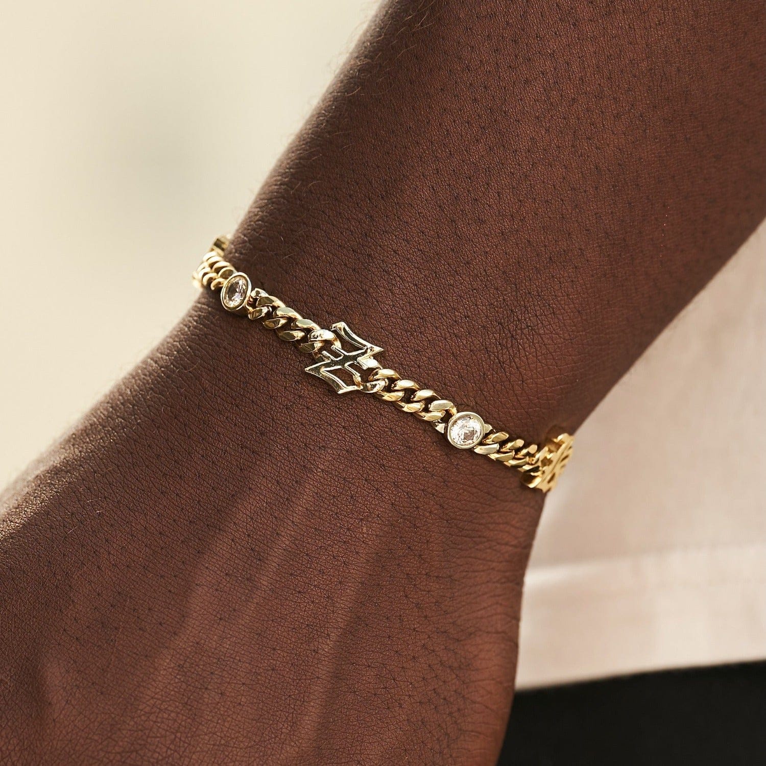 GLD Men Gothic Stationed Cuban Custom Bracelet