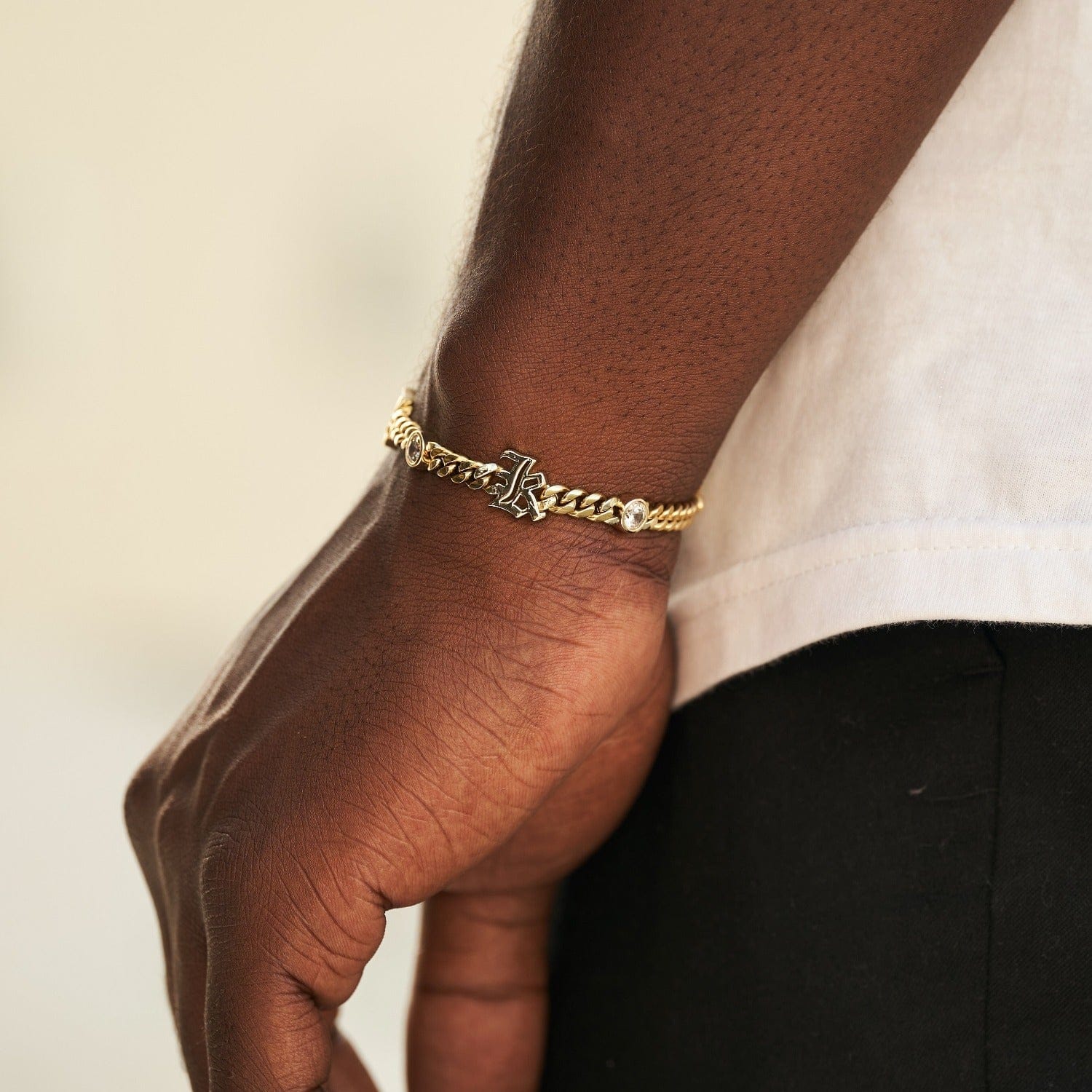 GLD Men Gothic Stationed Cuban Custom Bracelet