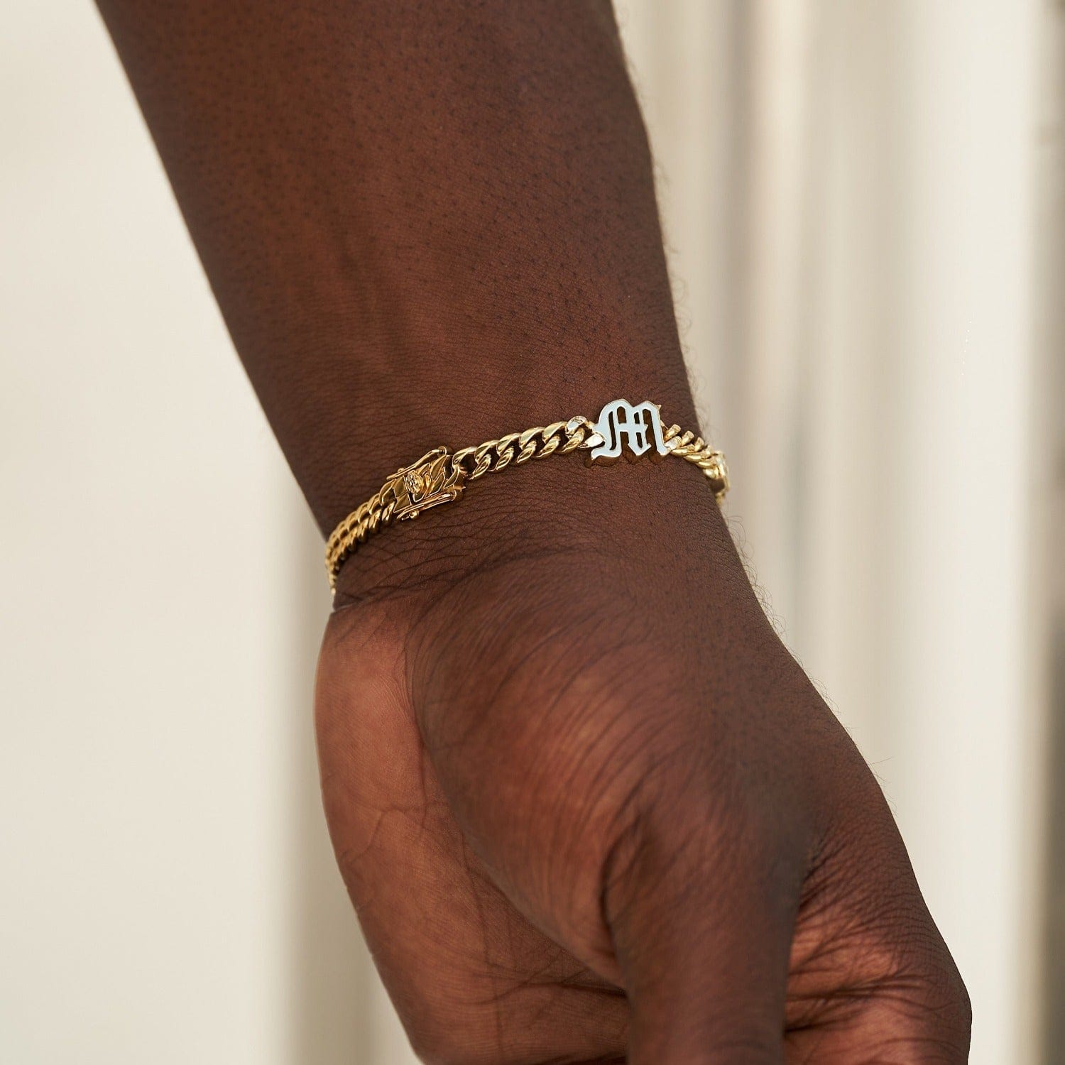 GLD Men Gothic Stationed Cuban Custom Bracelet