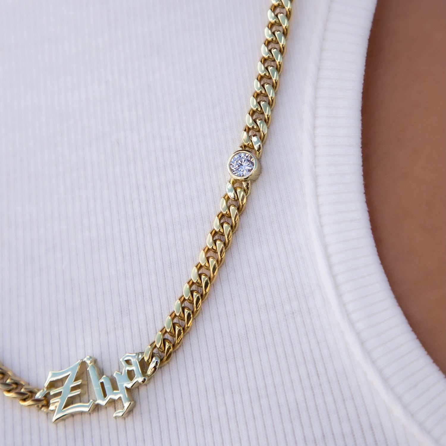 GLD Women Gothic Stationed Cuban Custom Necklace