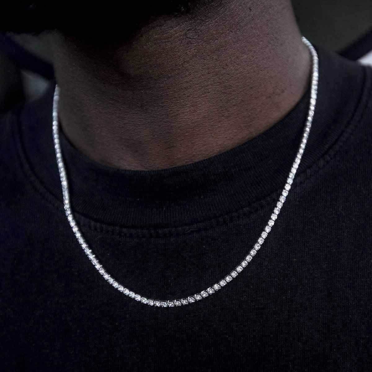 GLD PROMO 18" Micro Tennis Necklace in White Gold