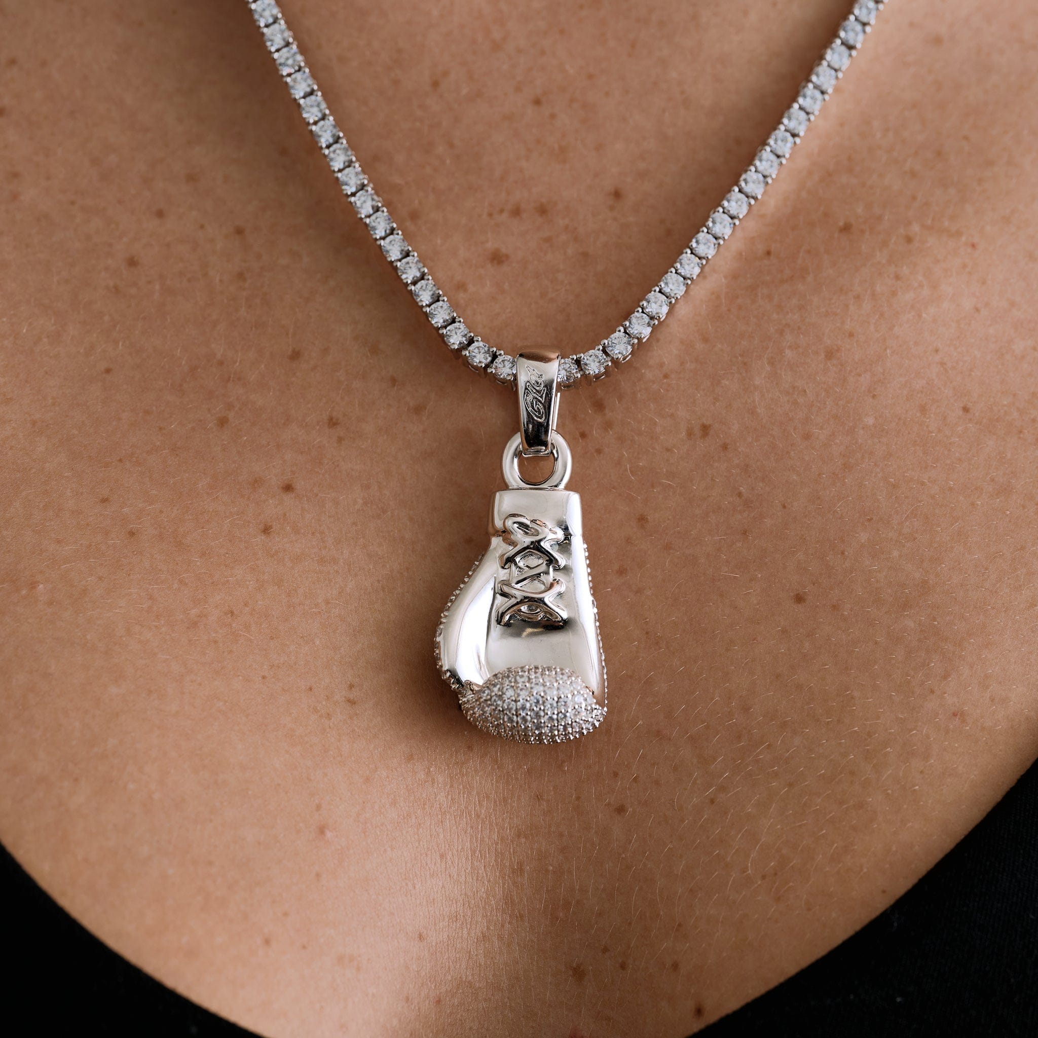 GLD Women Boxing Glove (Right) Pendant in White Gold