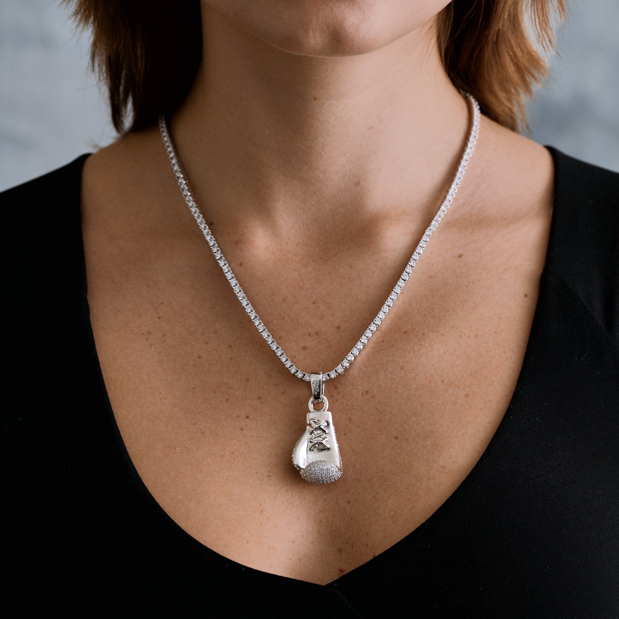 GLD Women Boxing Glove (Right) Pendant in White Gold