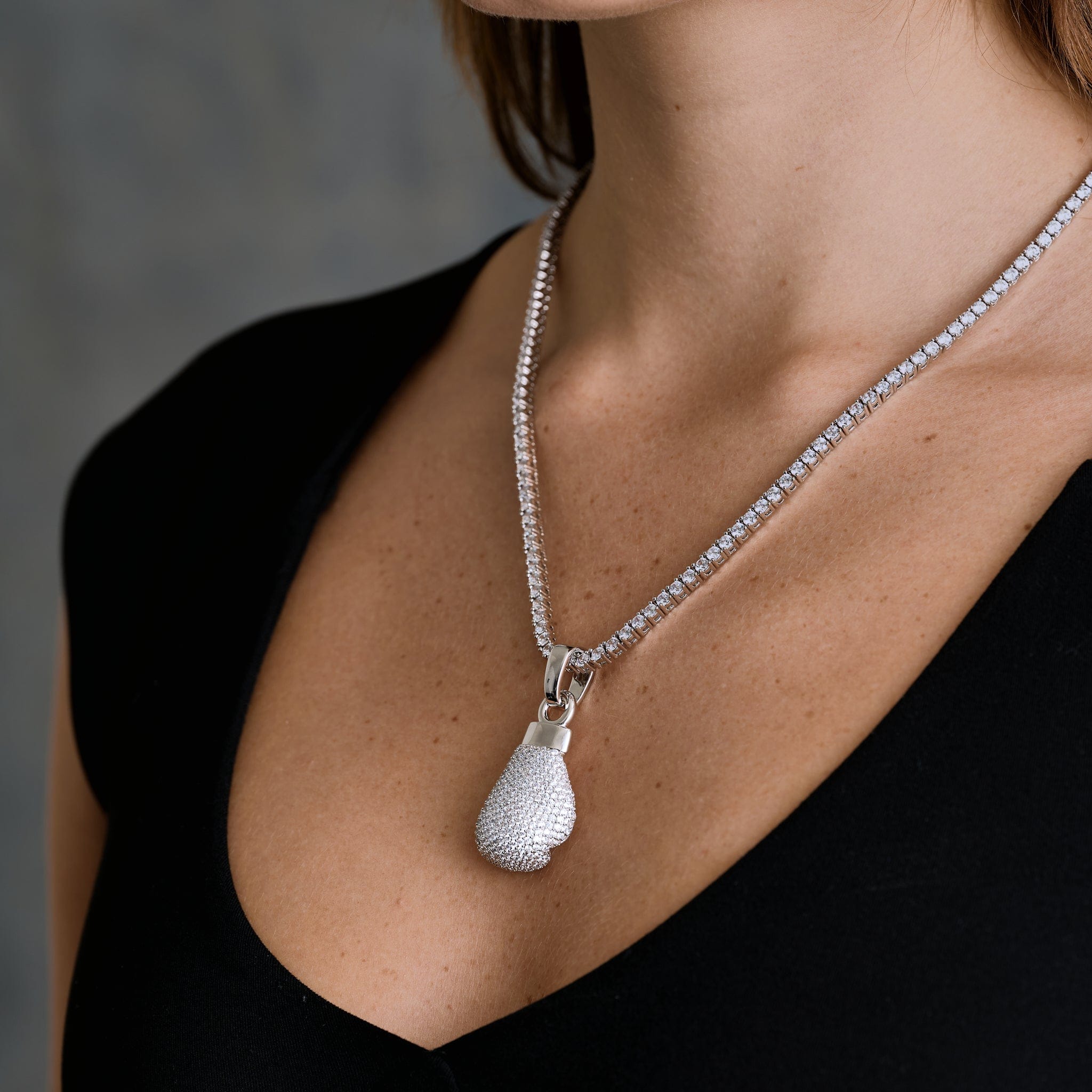 GLD Women Boxing Glove (Right) Pendant in White Gold