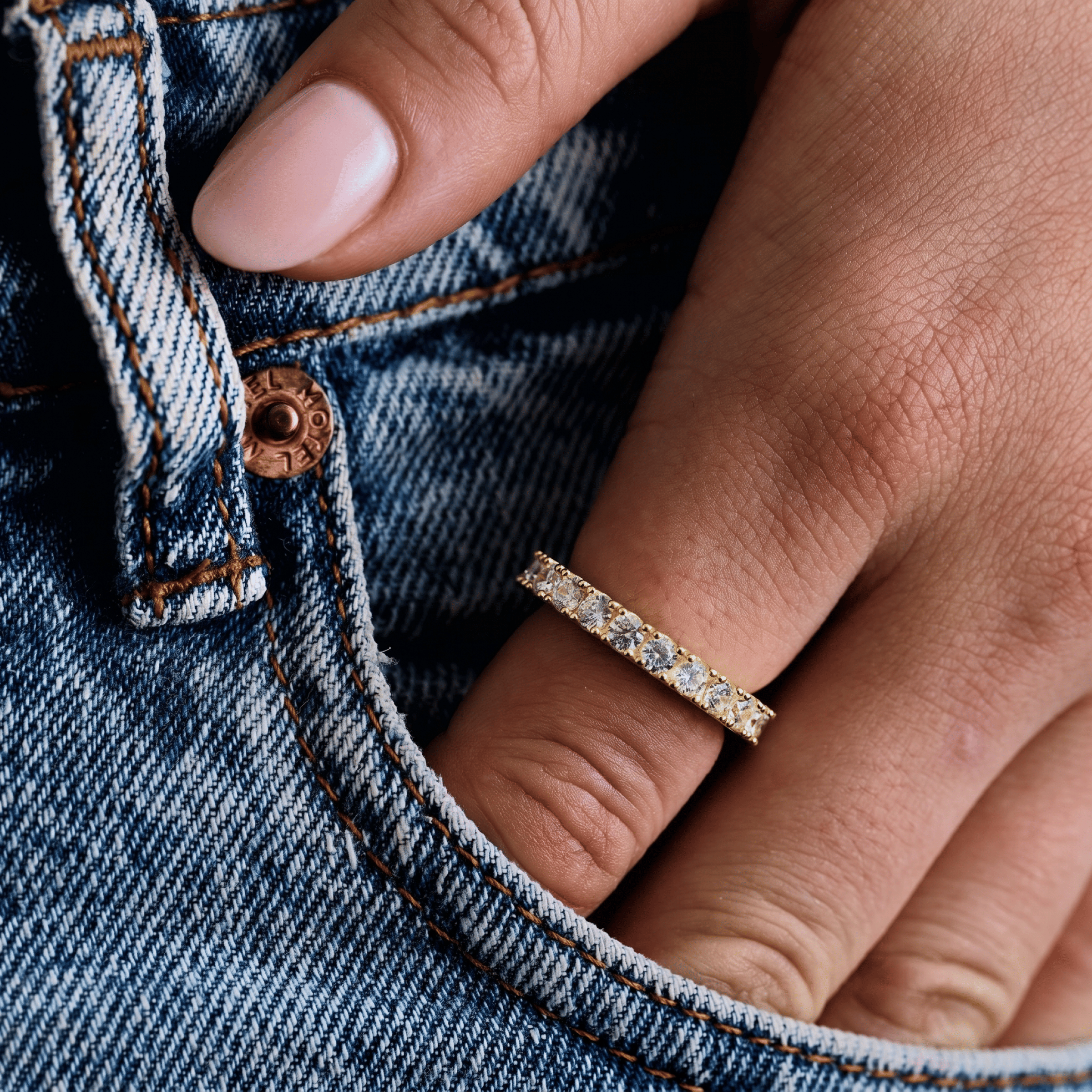 GLD Women 3mm Eternity Band Ring in Yellow Gold Vermeil