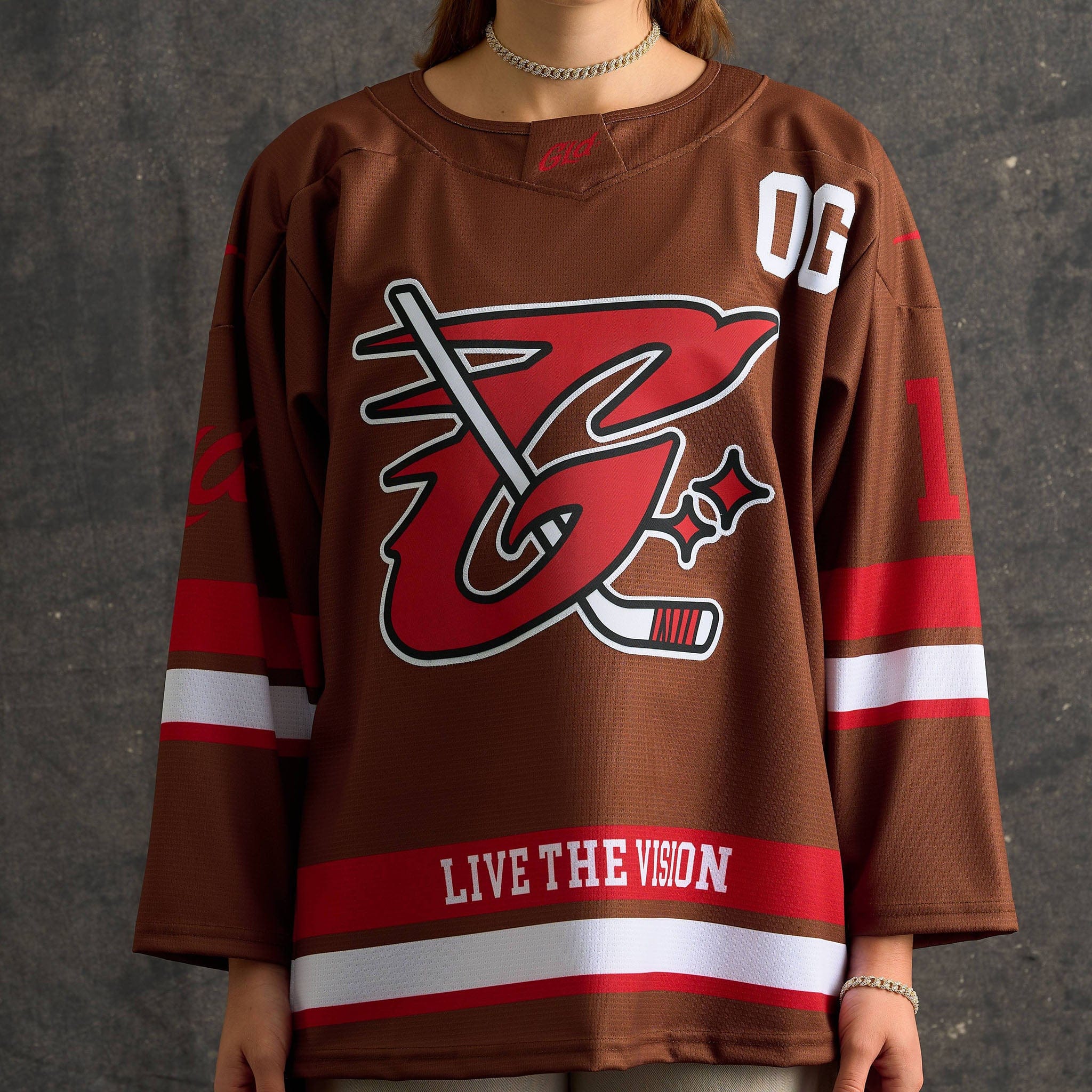 GLD Women GLD Brown and Red Hockey Jersey
