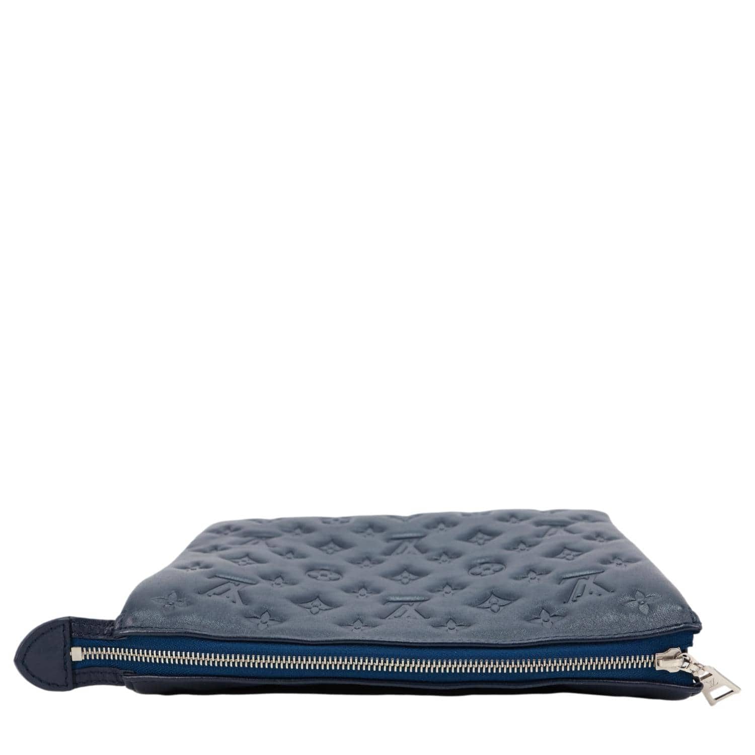 LOUIS VUITTON Coussin PM Monogram Embossed Leather Shoulder Bag Navy Blue