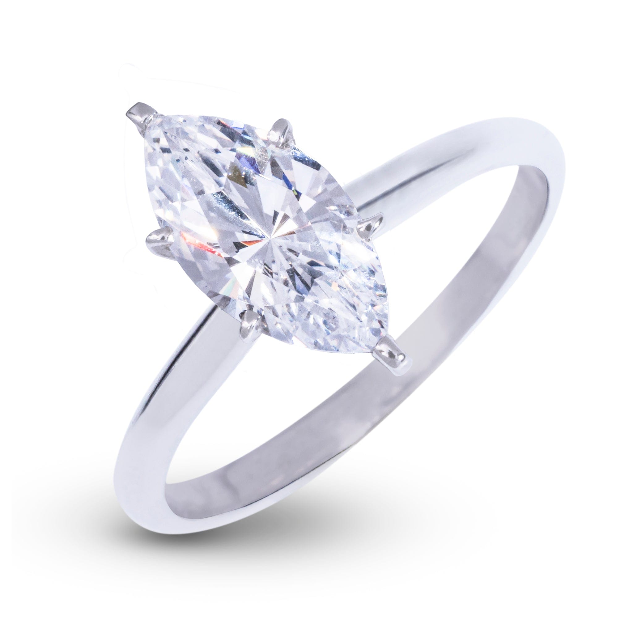 GLD Women Marquis Single Stone Lab Diamond Engagement Ring in Platinum