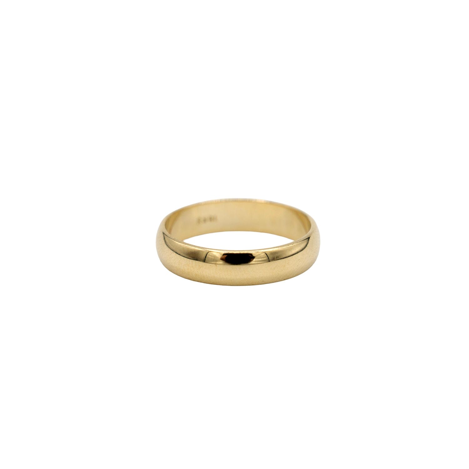 GLD Men High Polish Rounded Band Ring in Solid Gold - 4mm