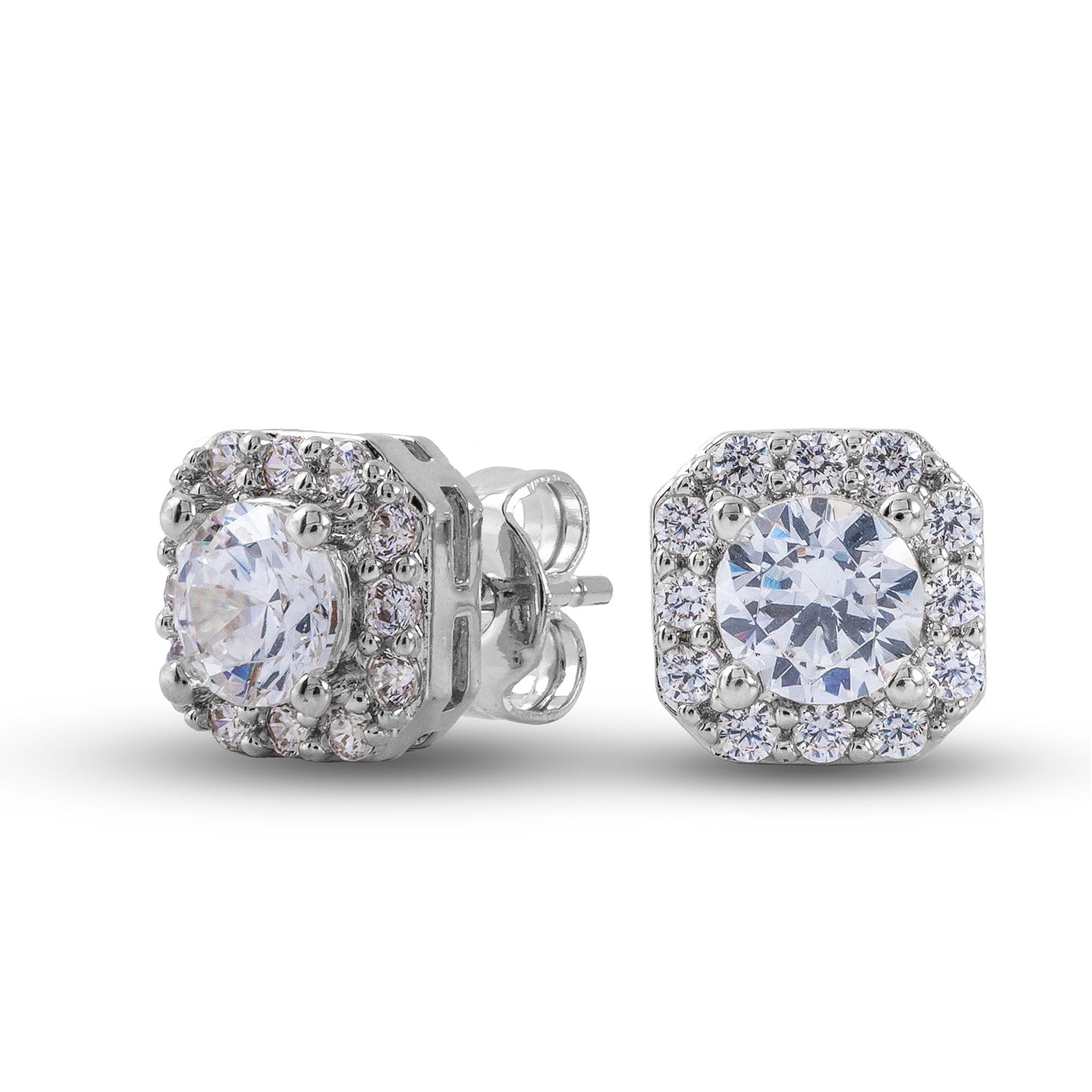 GLD Men Cushion Cut Lab Grown Diamond Stud Earrings in Solid White Gold
