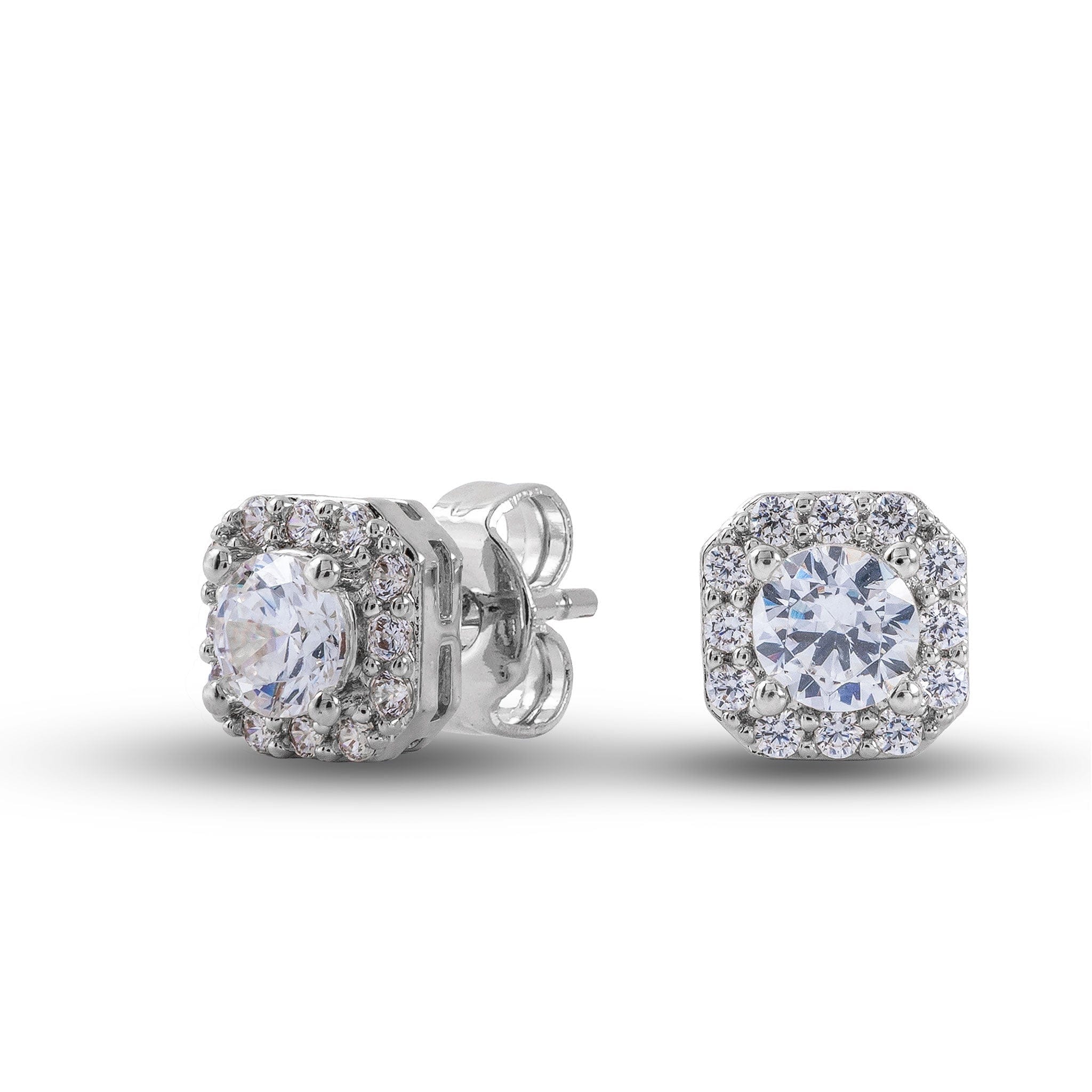 GLD Men Cushion Cut Lab Grown Diamond Stud Earrings in Solid White Gold