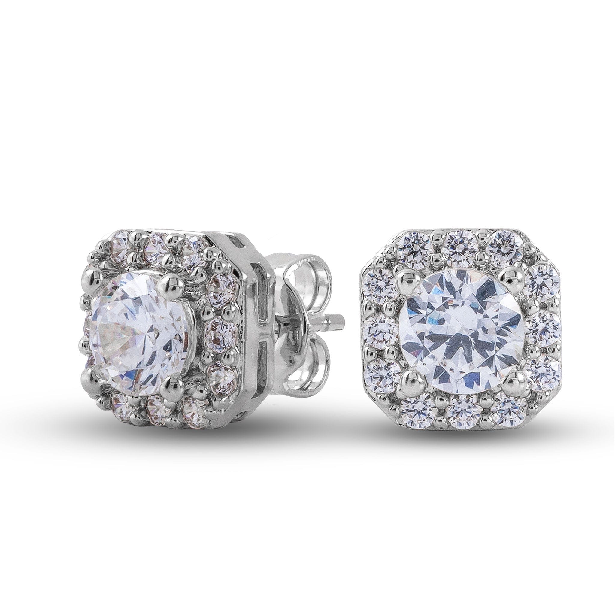 GLD Men Cushion Cut Lab Grown Diamond Stud Earrings in Solid White Gold