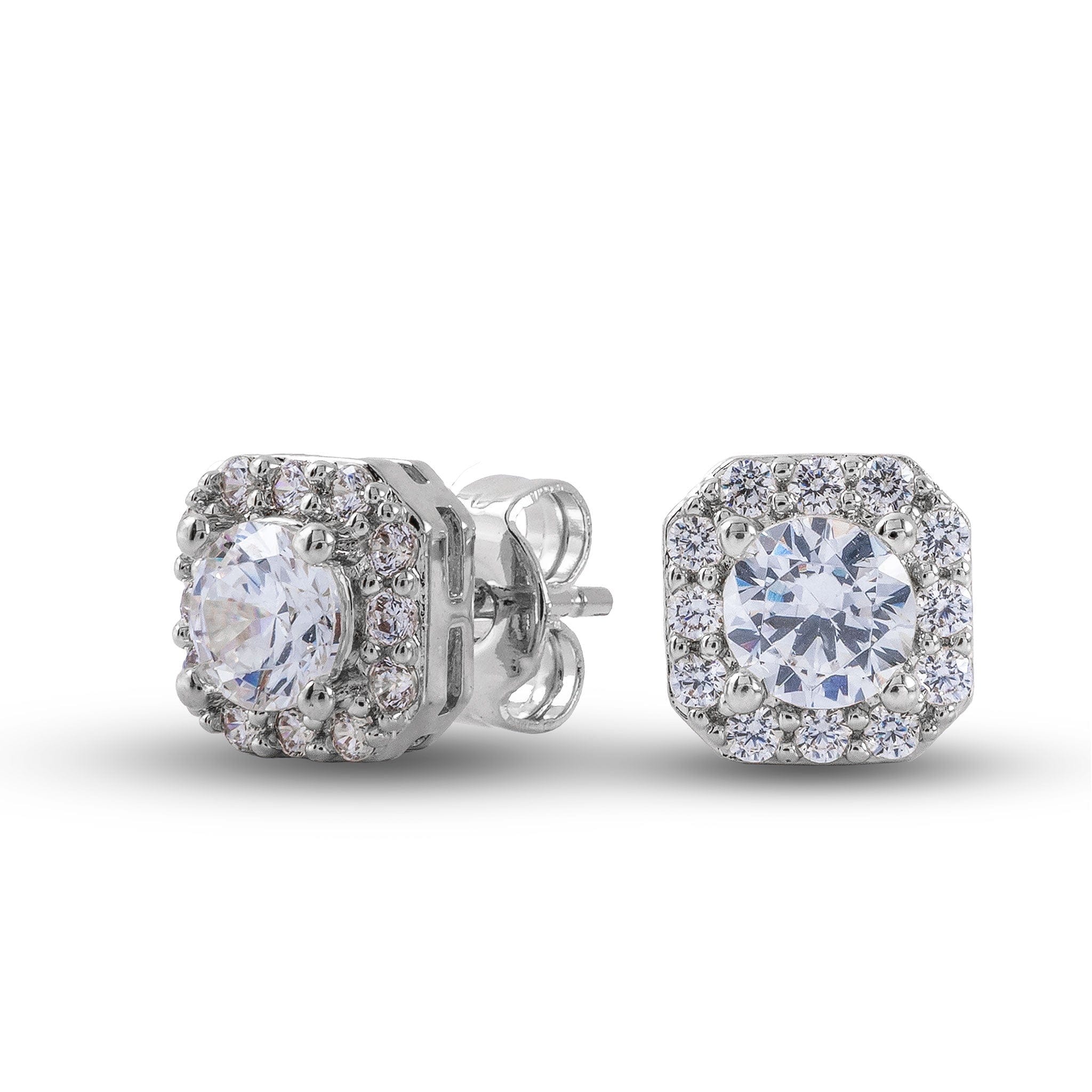 GLD Men Cushion Cut Lab Grown Diamond Stud Earrings in Solid White Gold