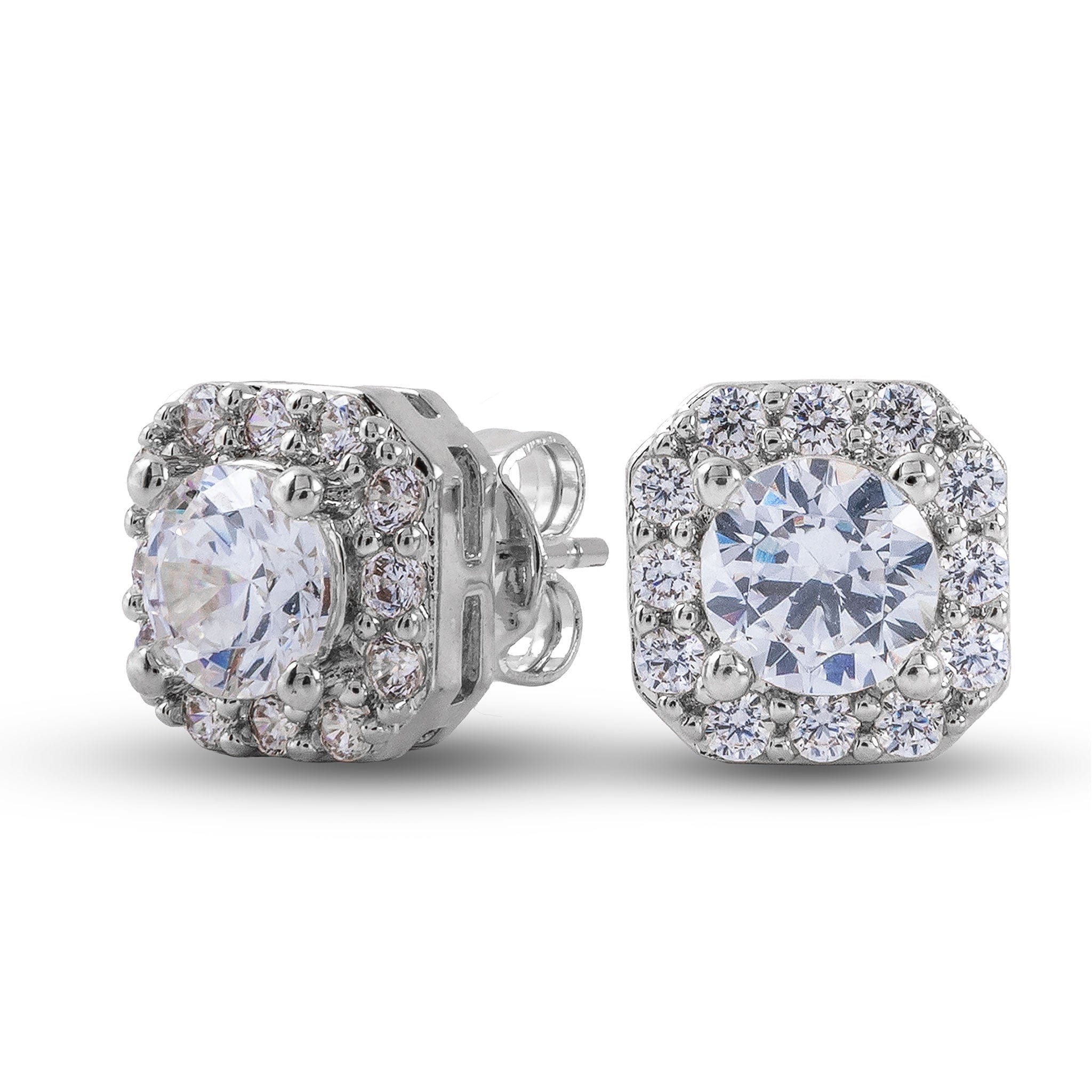 GLD Men Cushion Cut Lab Grown Diamond Stud Earrings in Solid White Gold