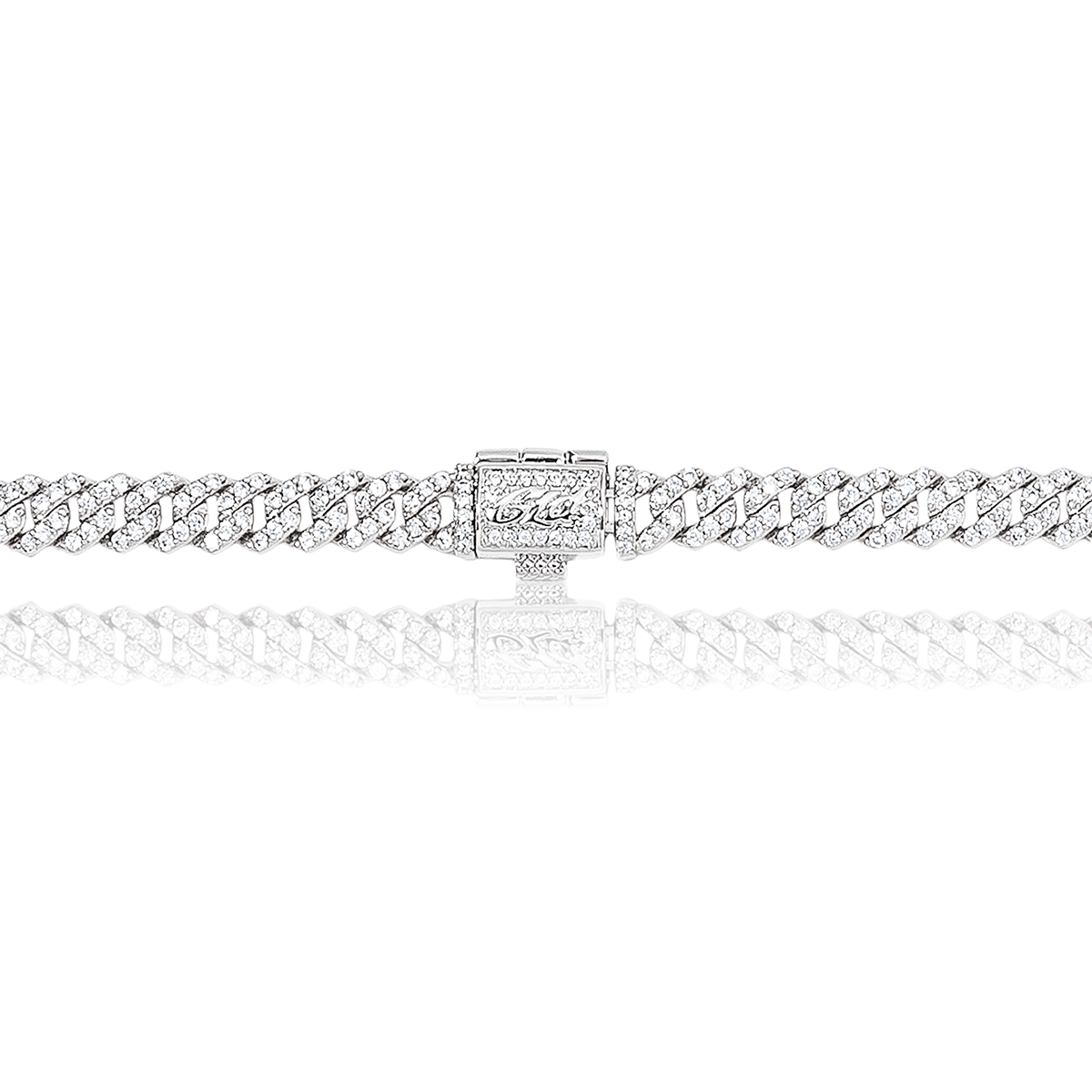 GLD Youth Youth Micro Diamond Prong Cuban Necklace in White Gold - 6mm