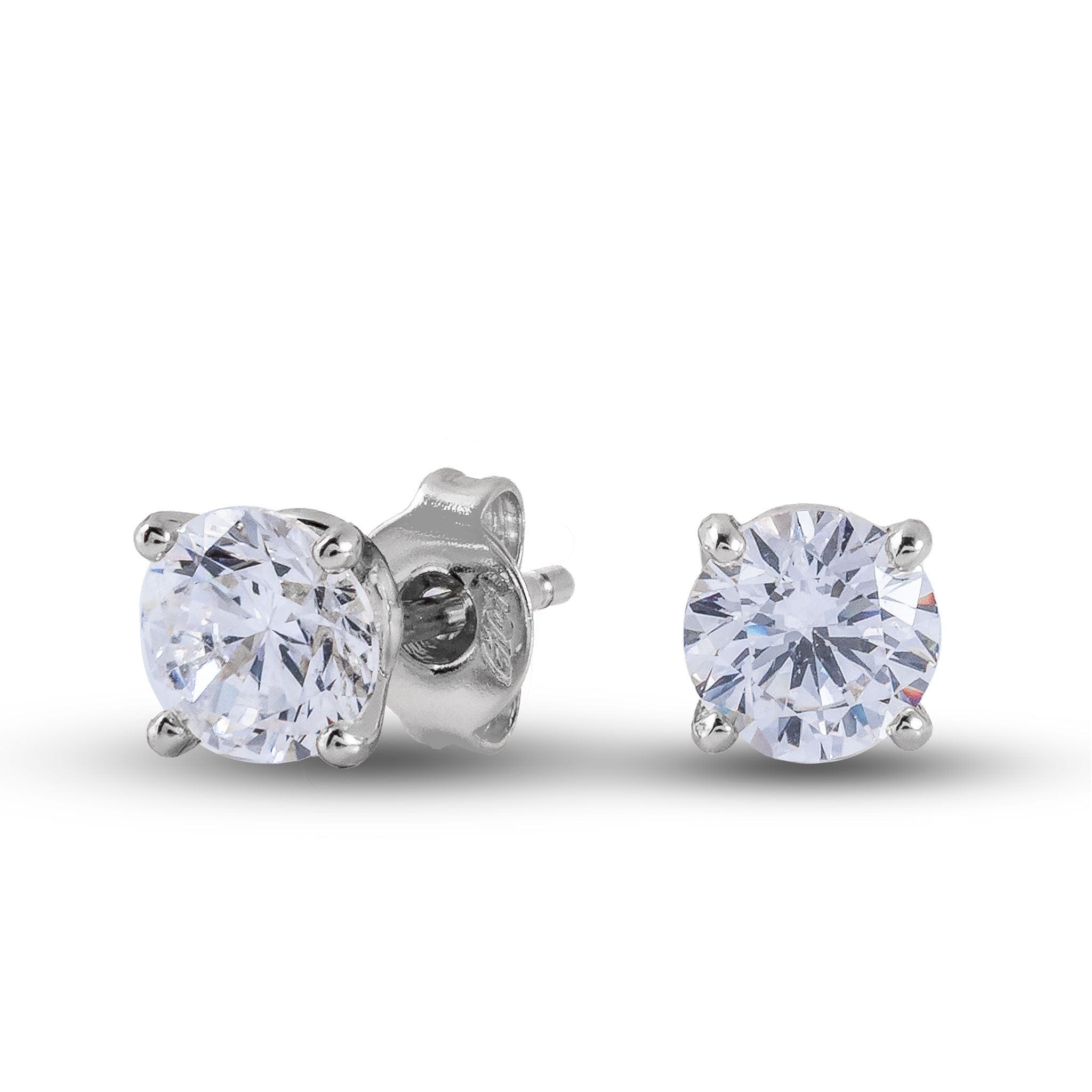 GLD Women Round Cut Lab Grown Diamond Stud Earrings in Solid White Gold