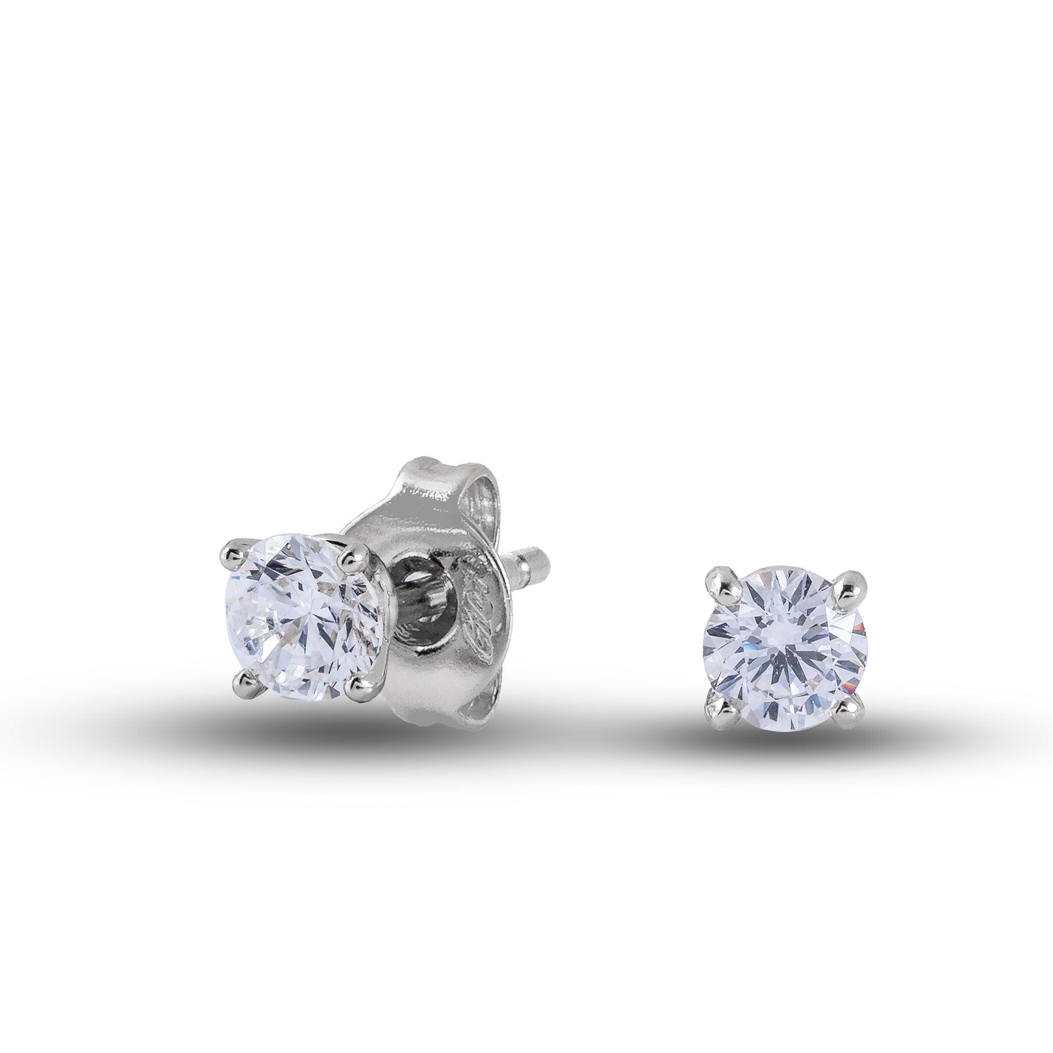 GLD Women Round Cut Lab Grown Diamond Stud Earrings in Solid White Gold