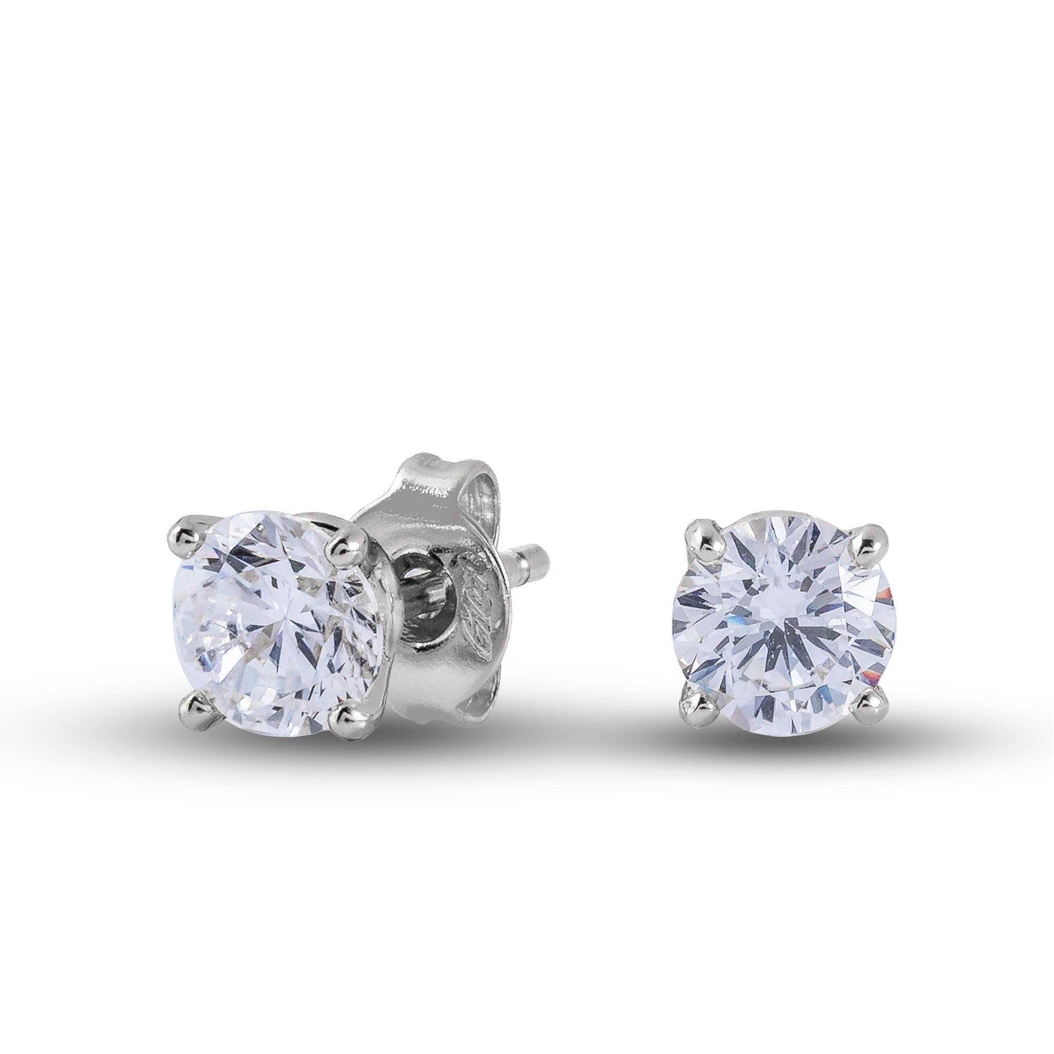 GLD Women Round Cut Lab Grown Diamond Stud Earrings in Solid White Gold