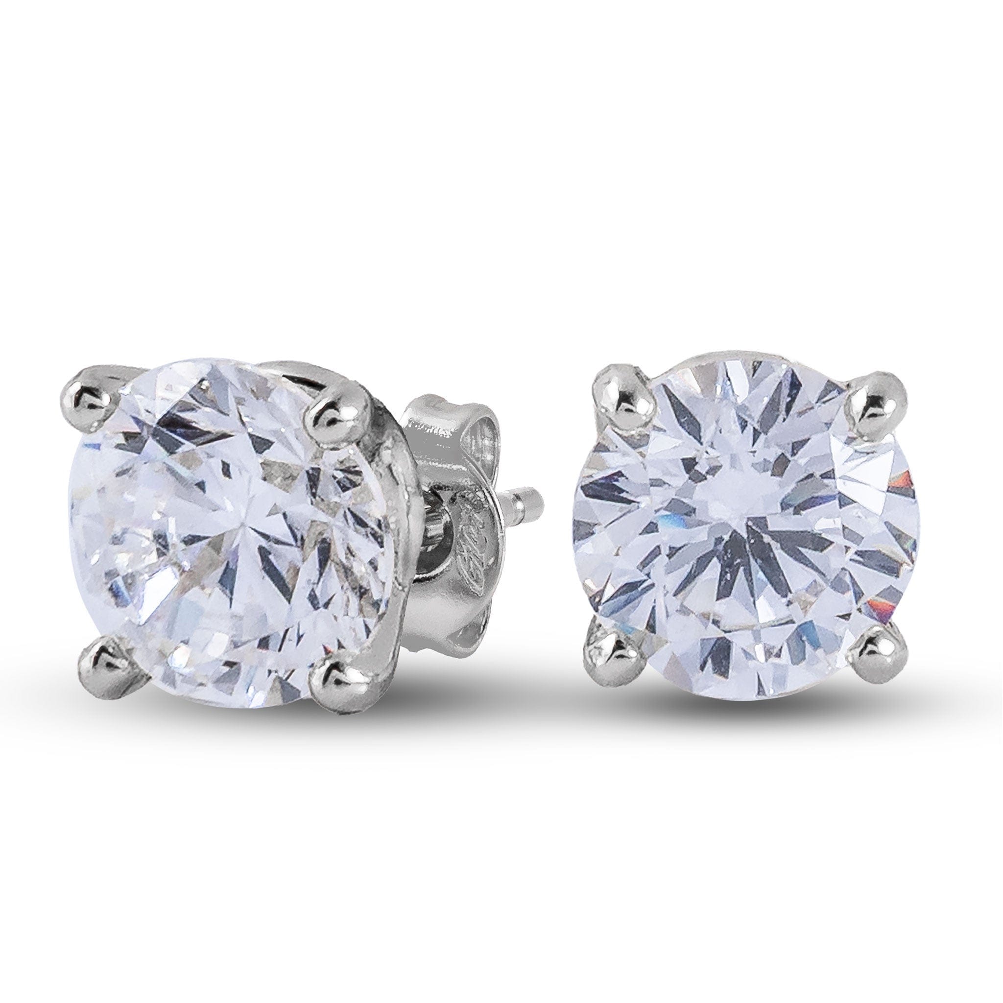 GLD Women Round Cut Lab Grown Diamond Stud Earrings in Solid White Gold