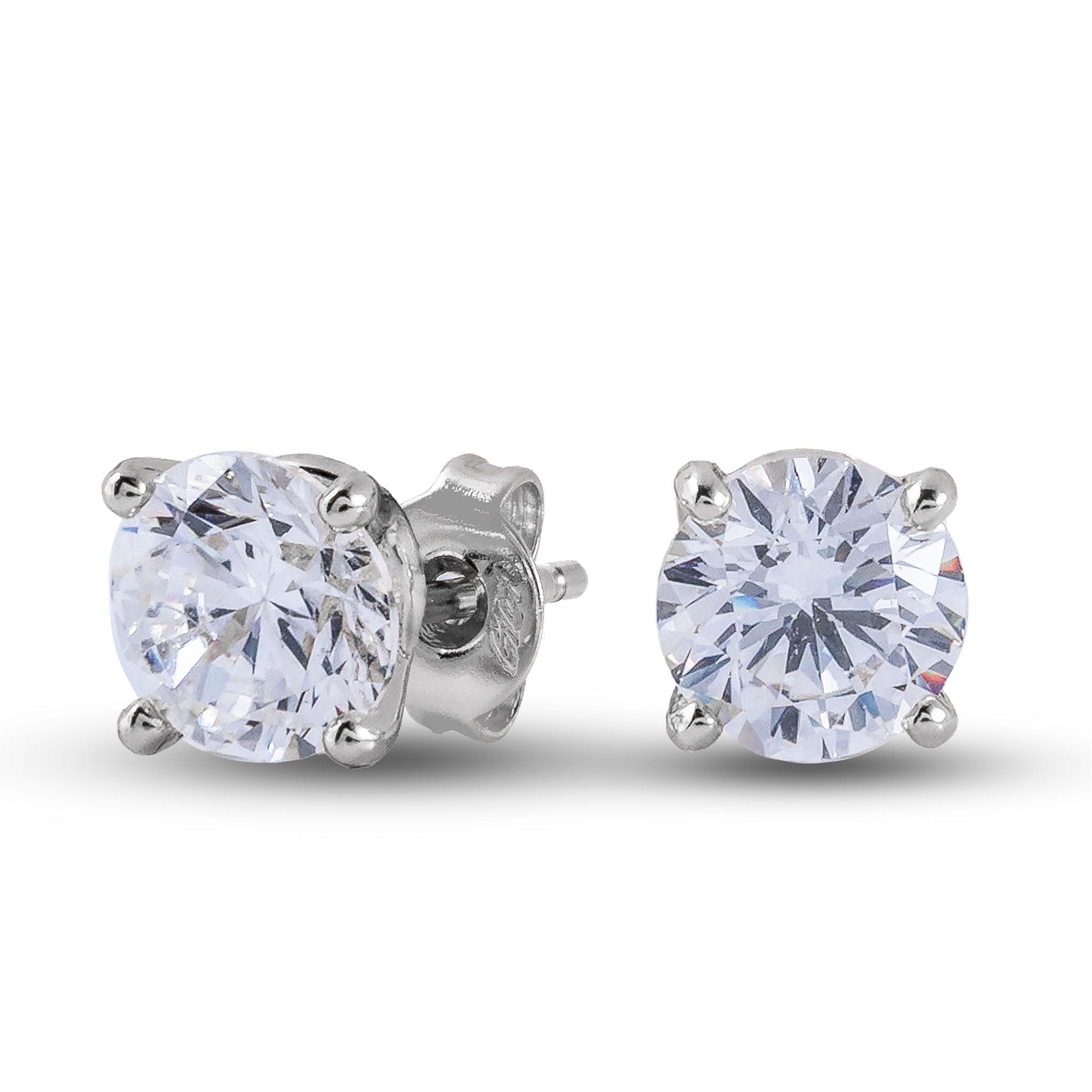 GLD Women Round Cut Lab Grown Diamond Stud Earrings in Solid White Gold